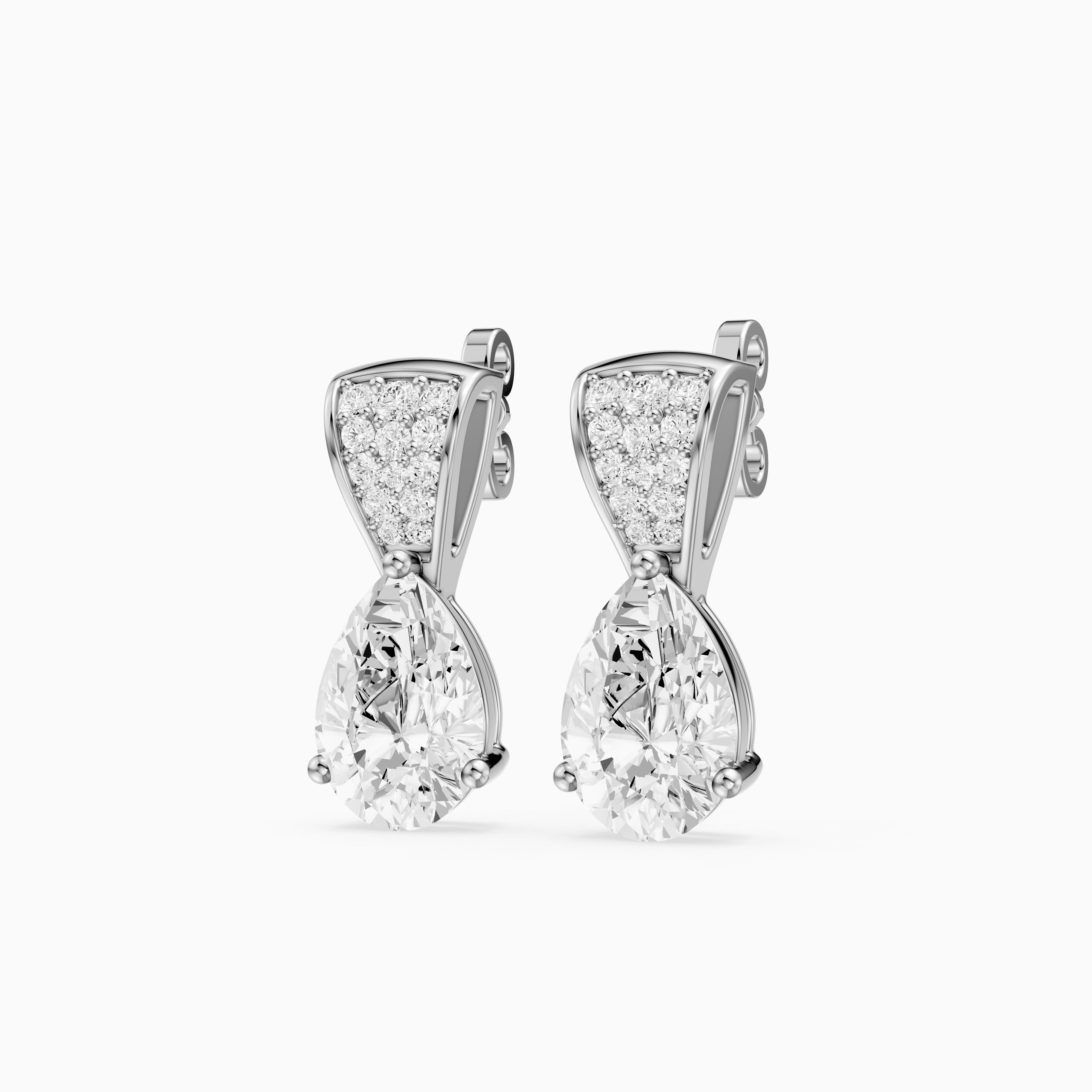 Bonnie Pear and Round Lab Grown Diamond Drop Stud Earrings