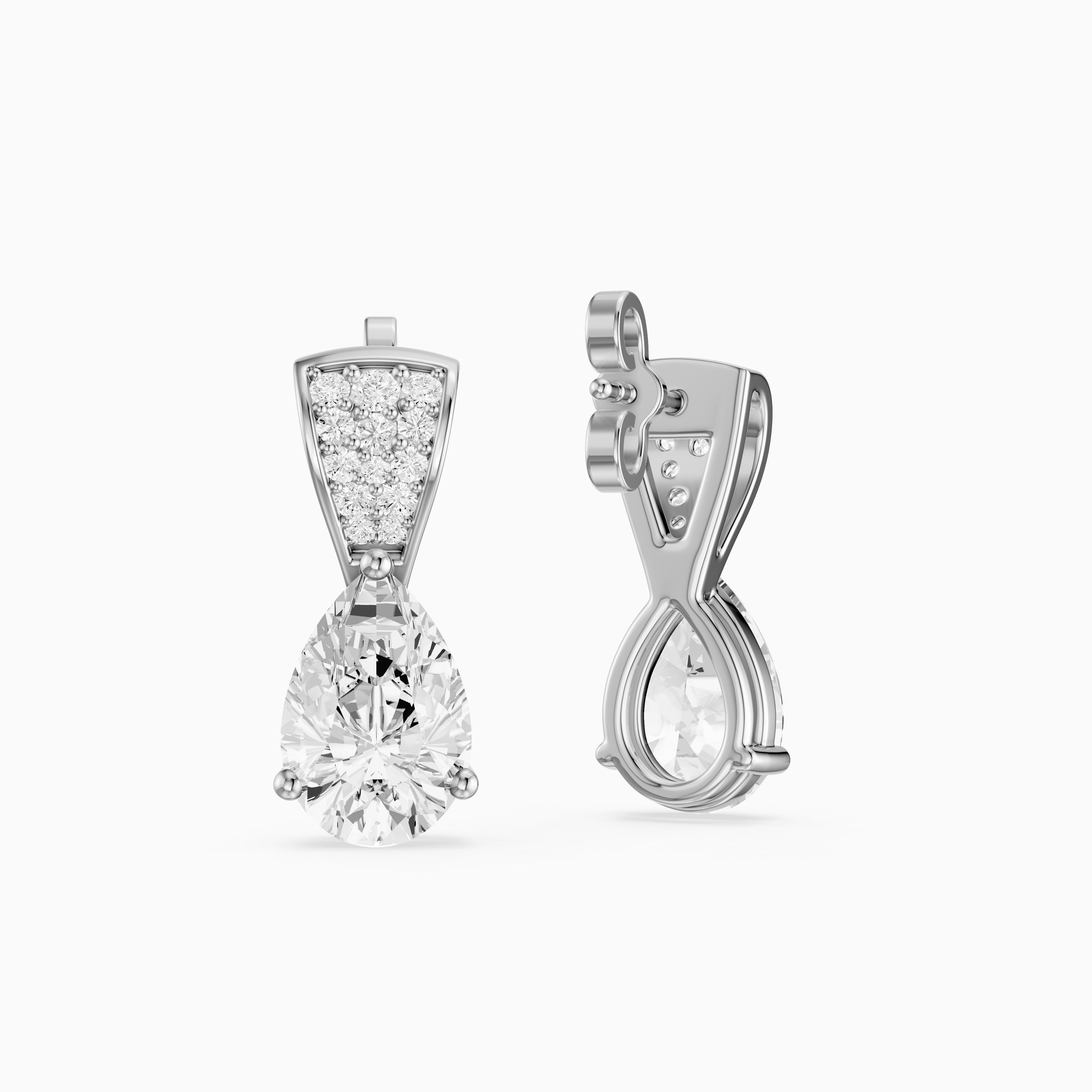 Bonnie Pear and Round Lab Grown Diamond Drop Stud Earrings