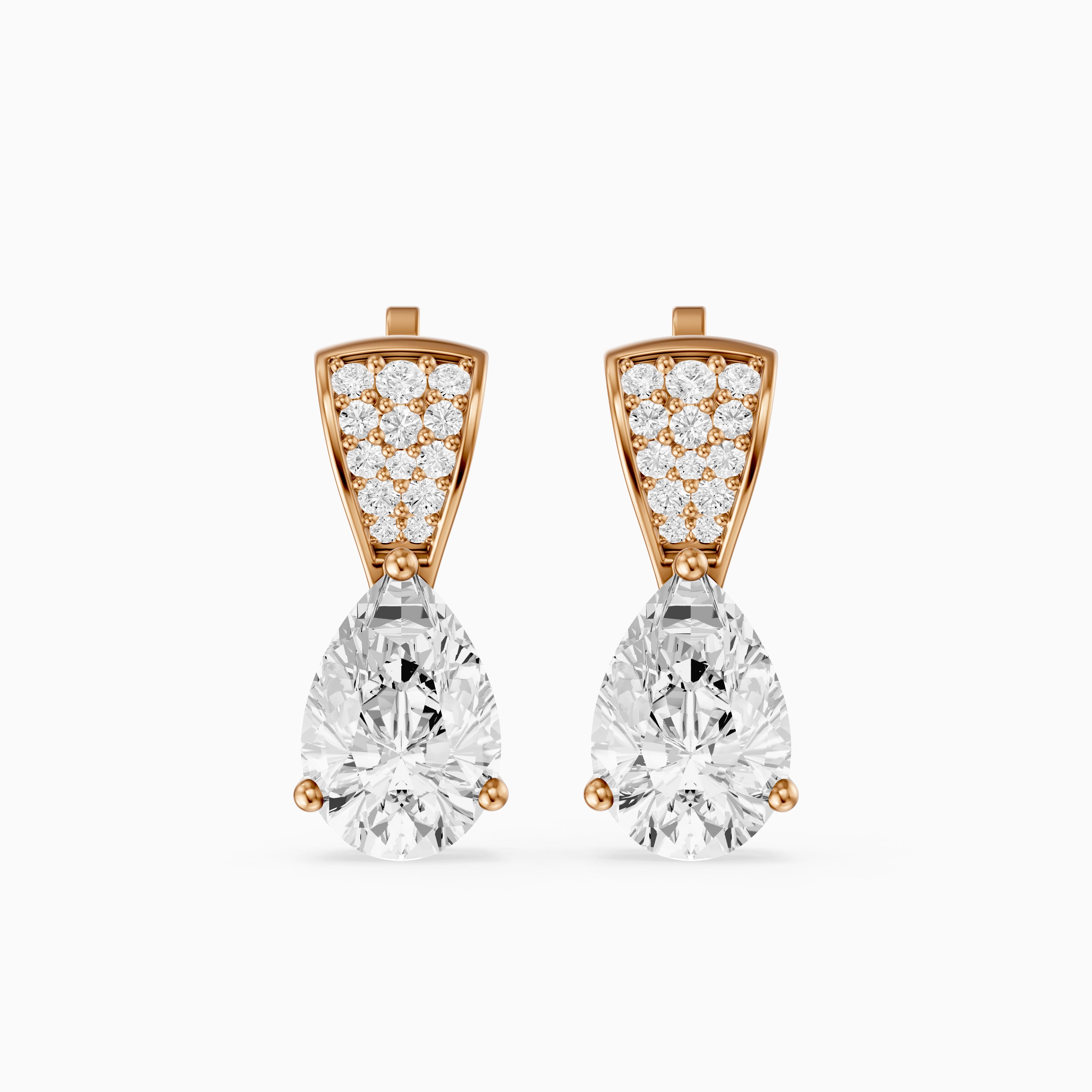 Bonnie Pear and Round Lab Grown Diamond Drop Stud Earrings
