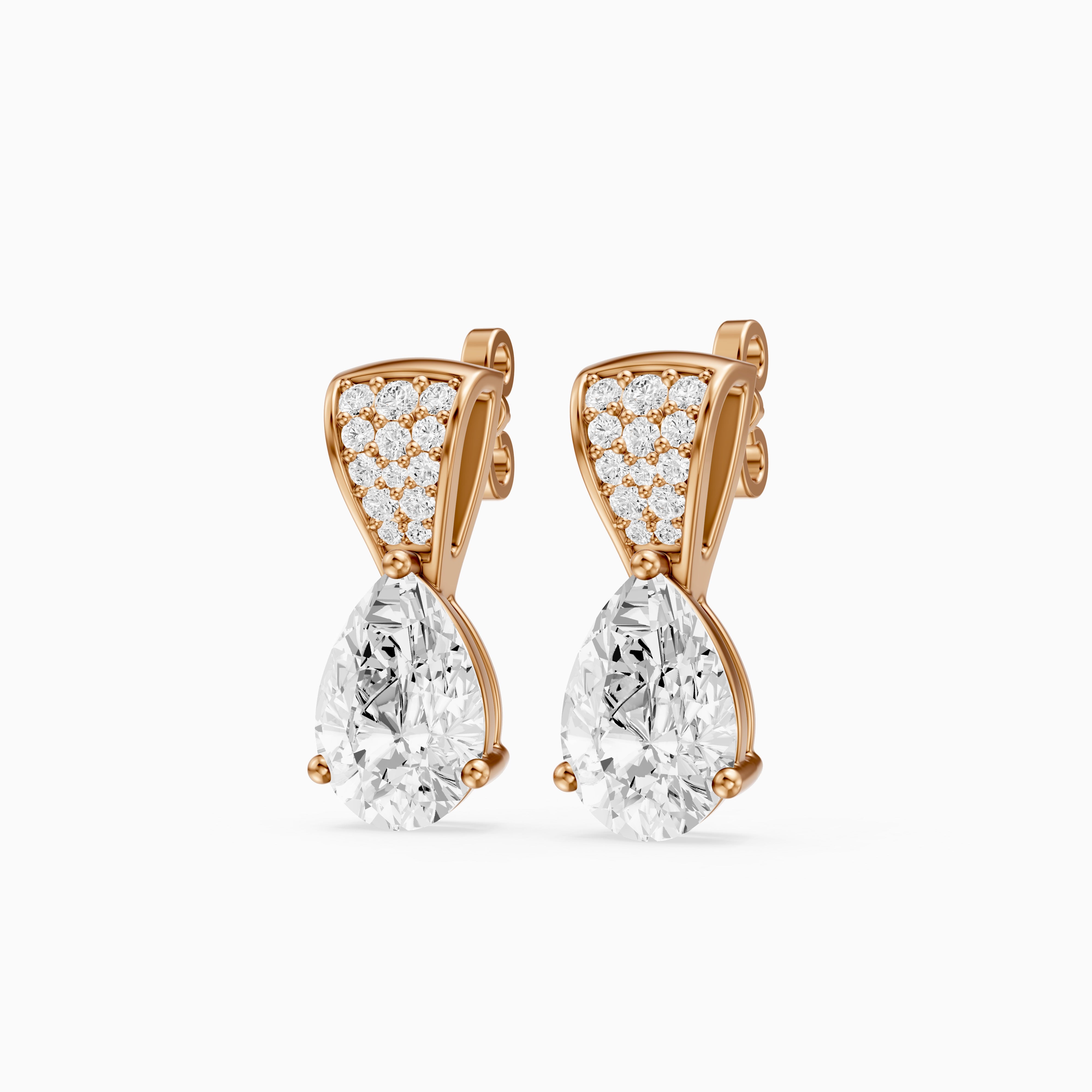 Bonnie Pear and Round Lab Grown Diamond Drop Stud Earrings