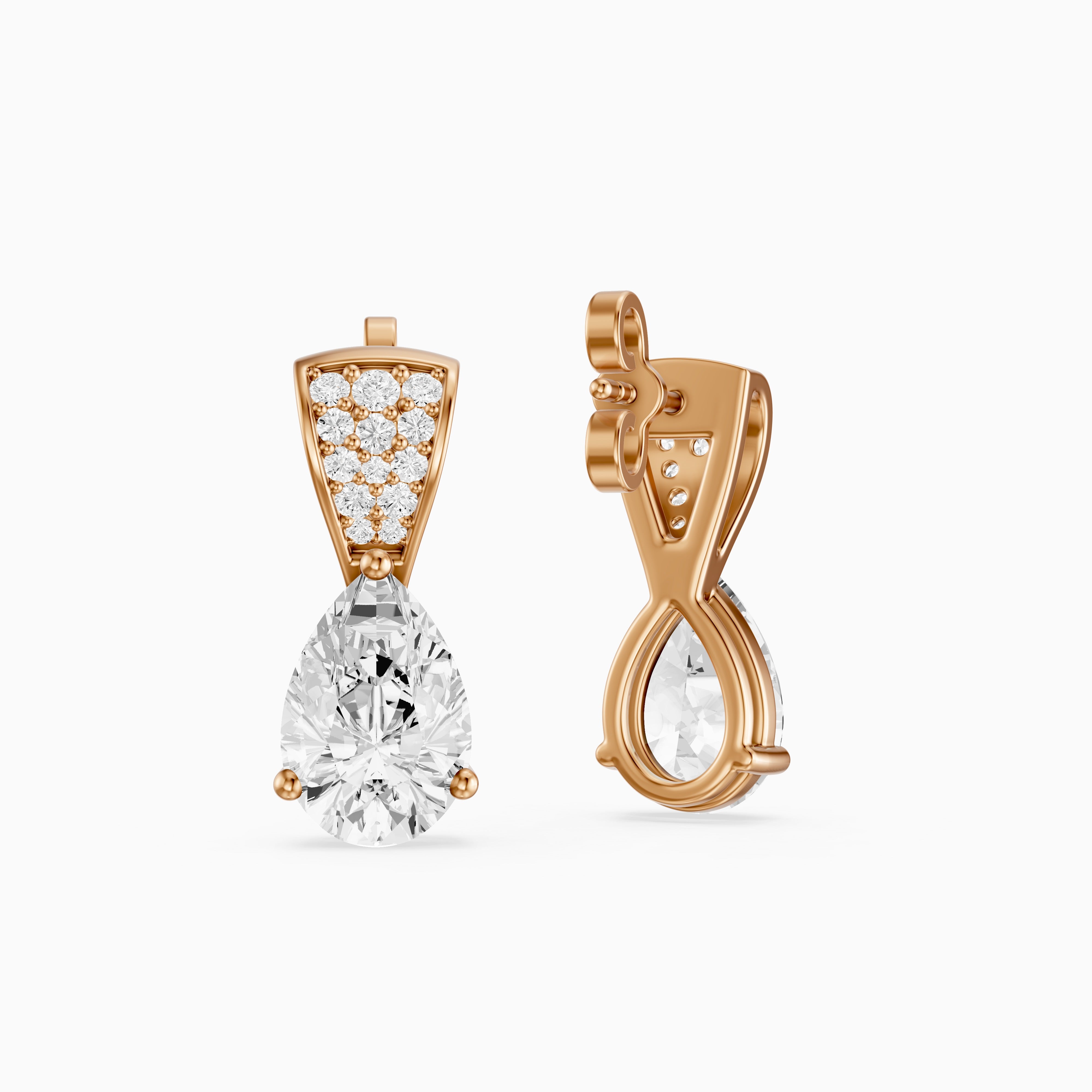 Bonnie Pear and Round Lab Grown Diamond Drop Stud Earrings