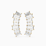 Dior Baguette Lab Grown Diamond Four Claw Ear Climber Cuff Earrings