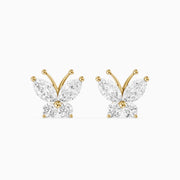 Delphine Marquise and Round Lab Grown Diamond Butterfly Stud Earrings