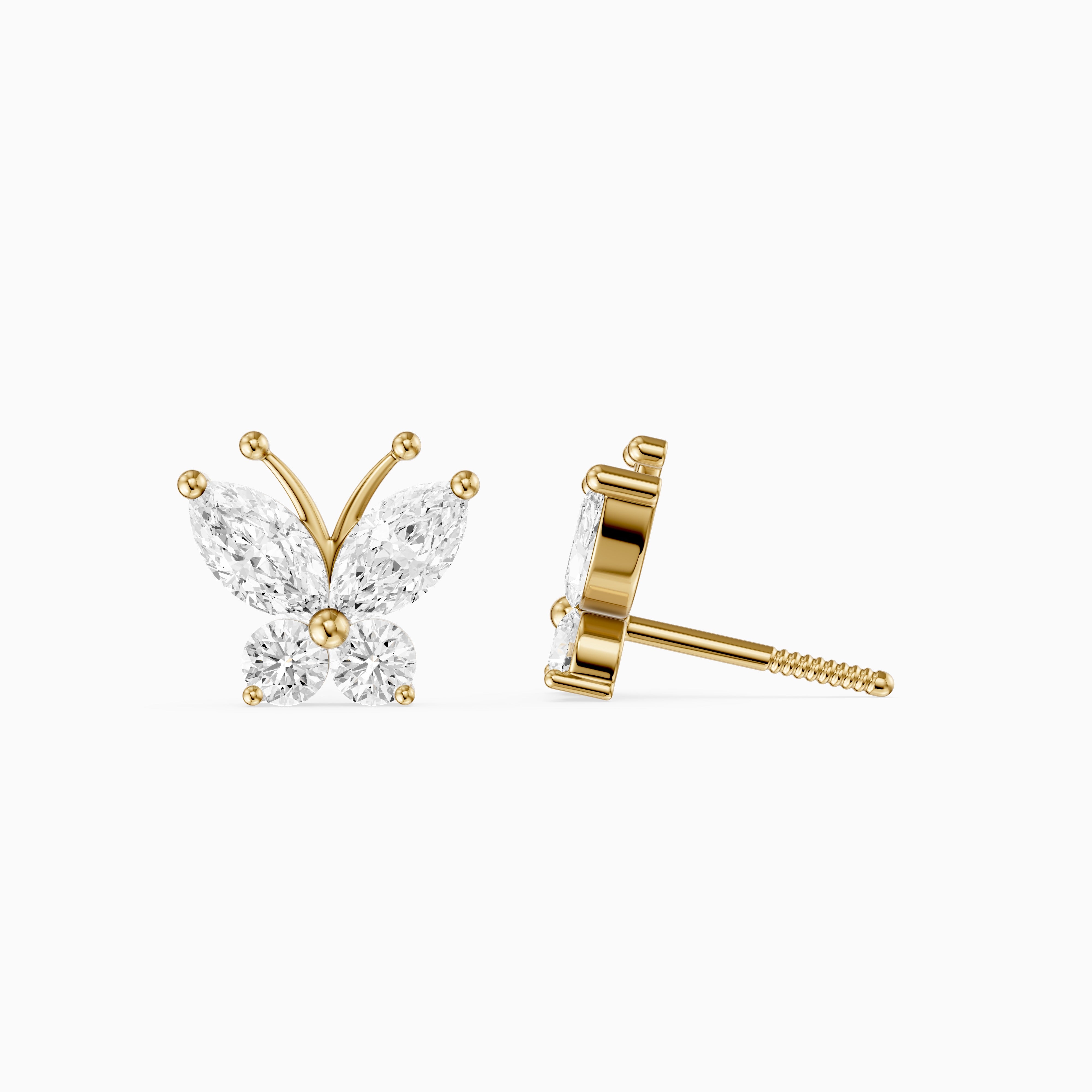 Delphine Marquise and Round Lab Grown Diamond Butterfly Stud Earrings