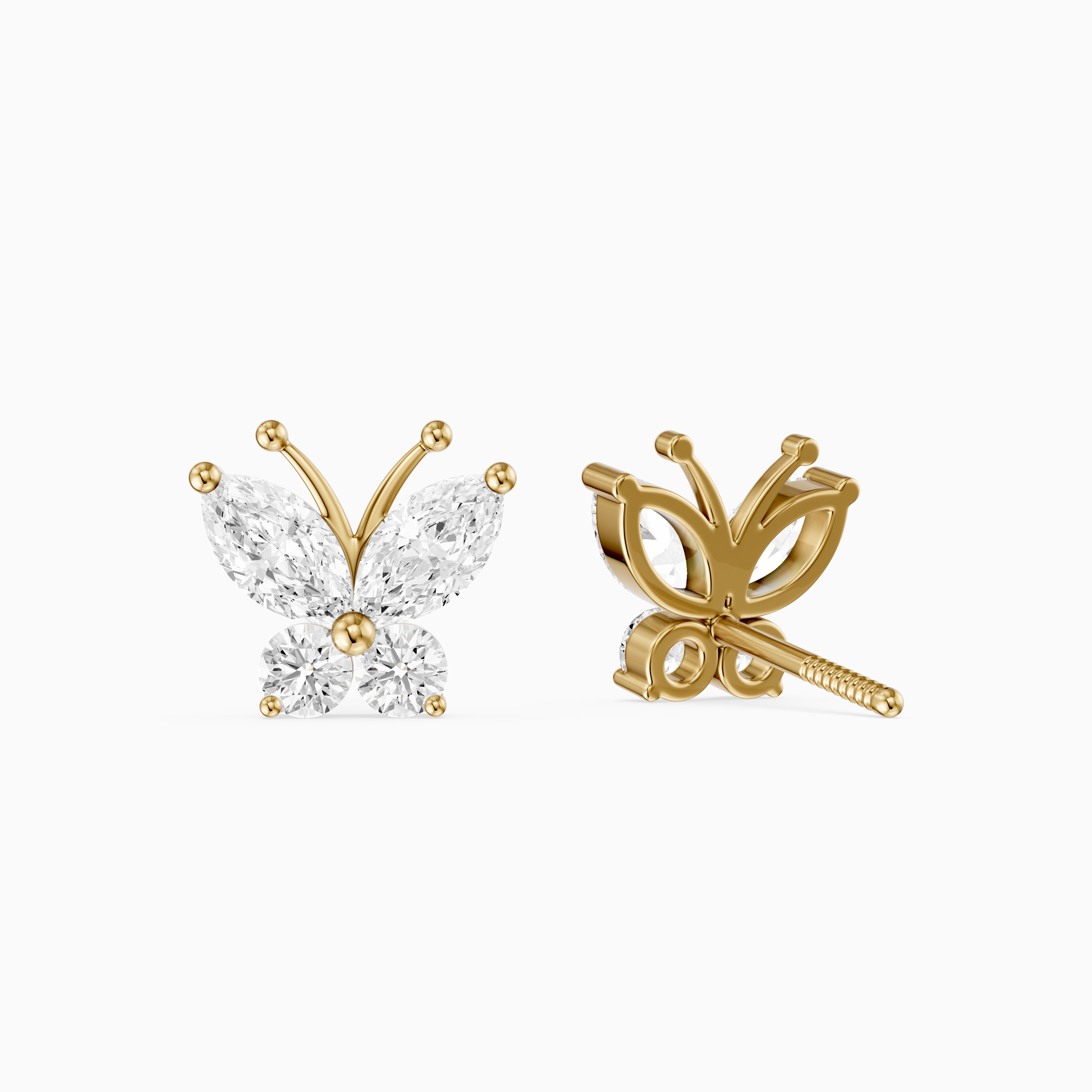 Delphine Marquise and Round Lab Grown Diamond Butterfly Stud Earrings