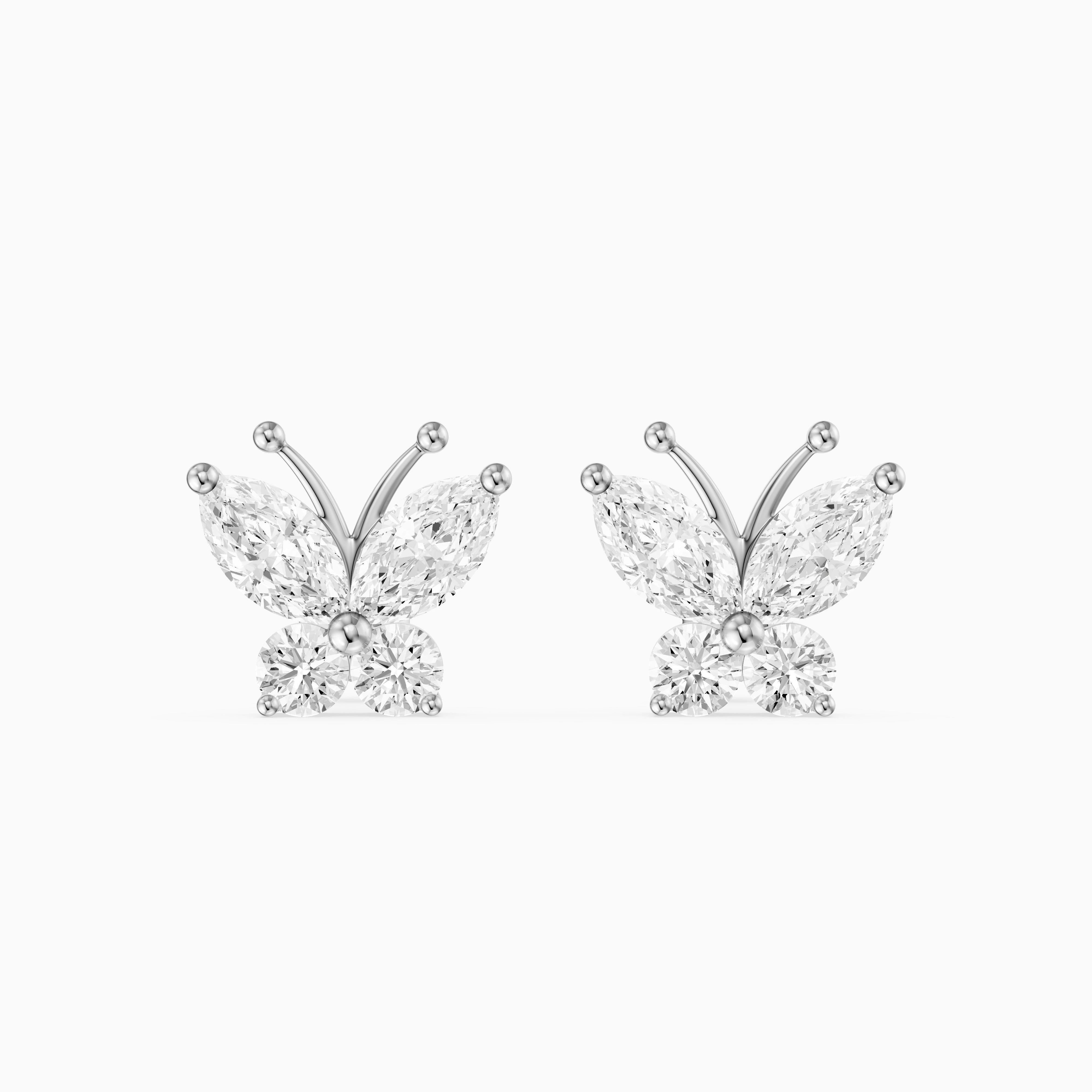 Delphine Marquise and Round Lab Grown Diamond Butterfly Stud Earrings