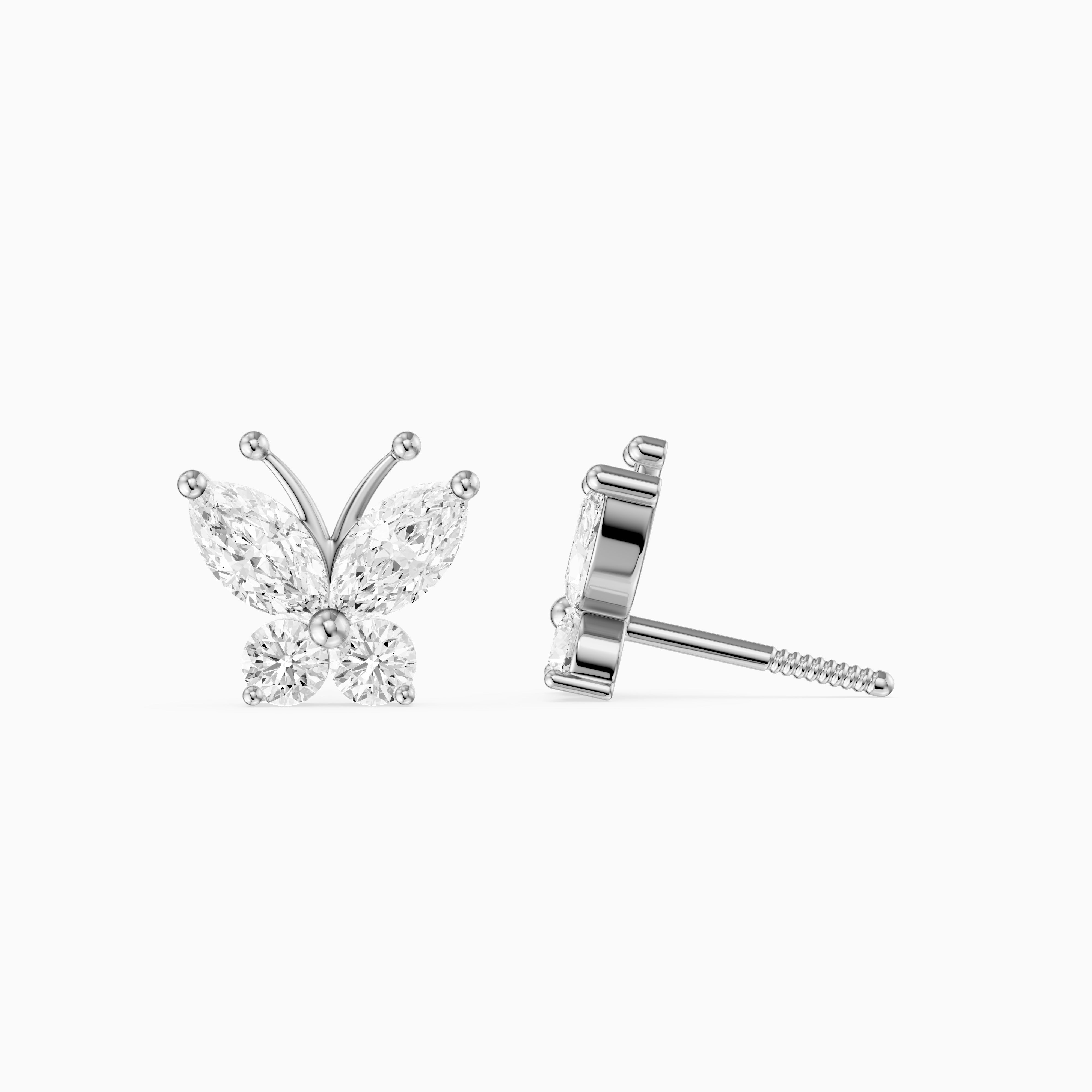 Delphine Marquise and Round Lab Grown Diamond Butterfly Stud Earrings