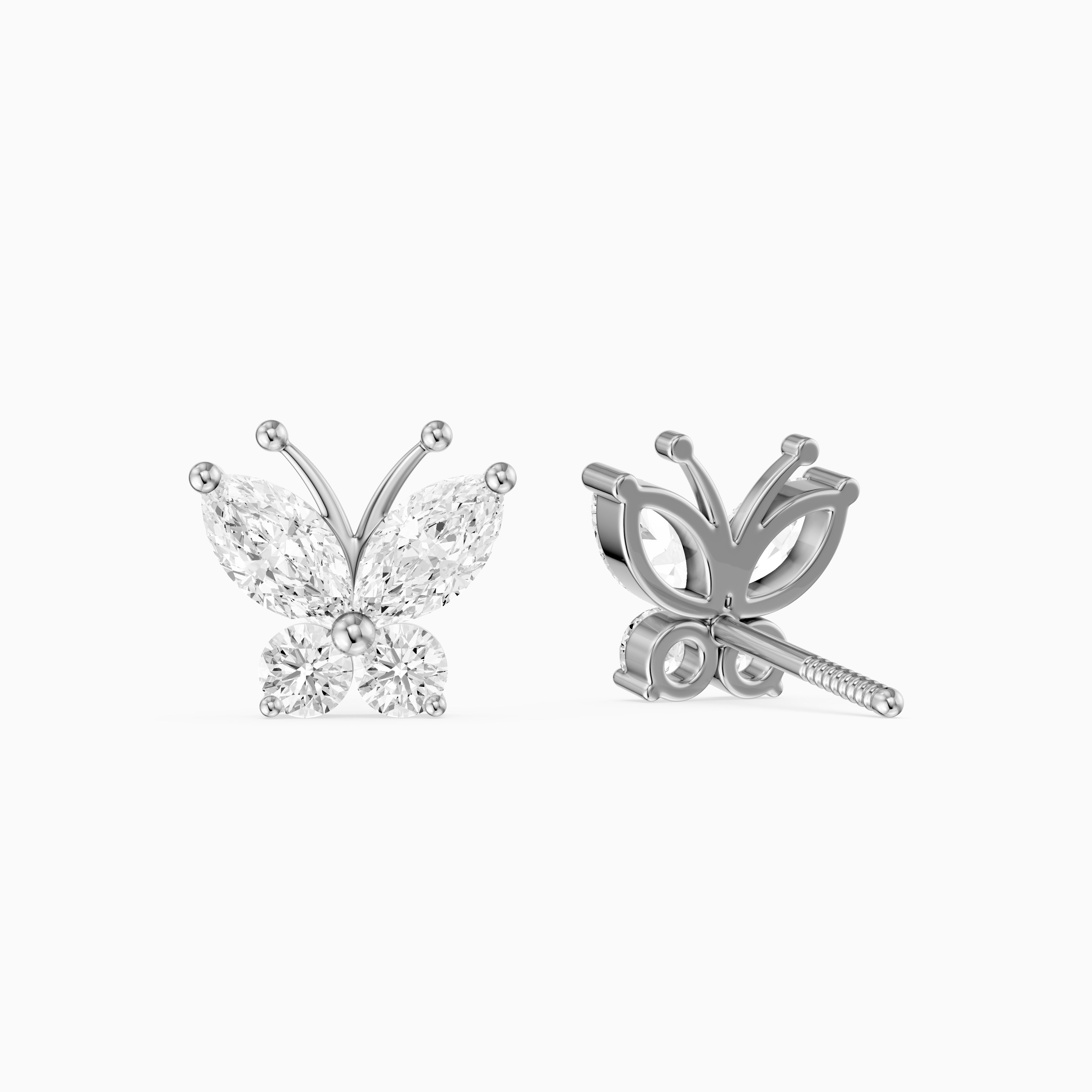 Delphine Marquise and Round Lab Grown Diamond Butterfly Stud Earrings