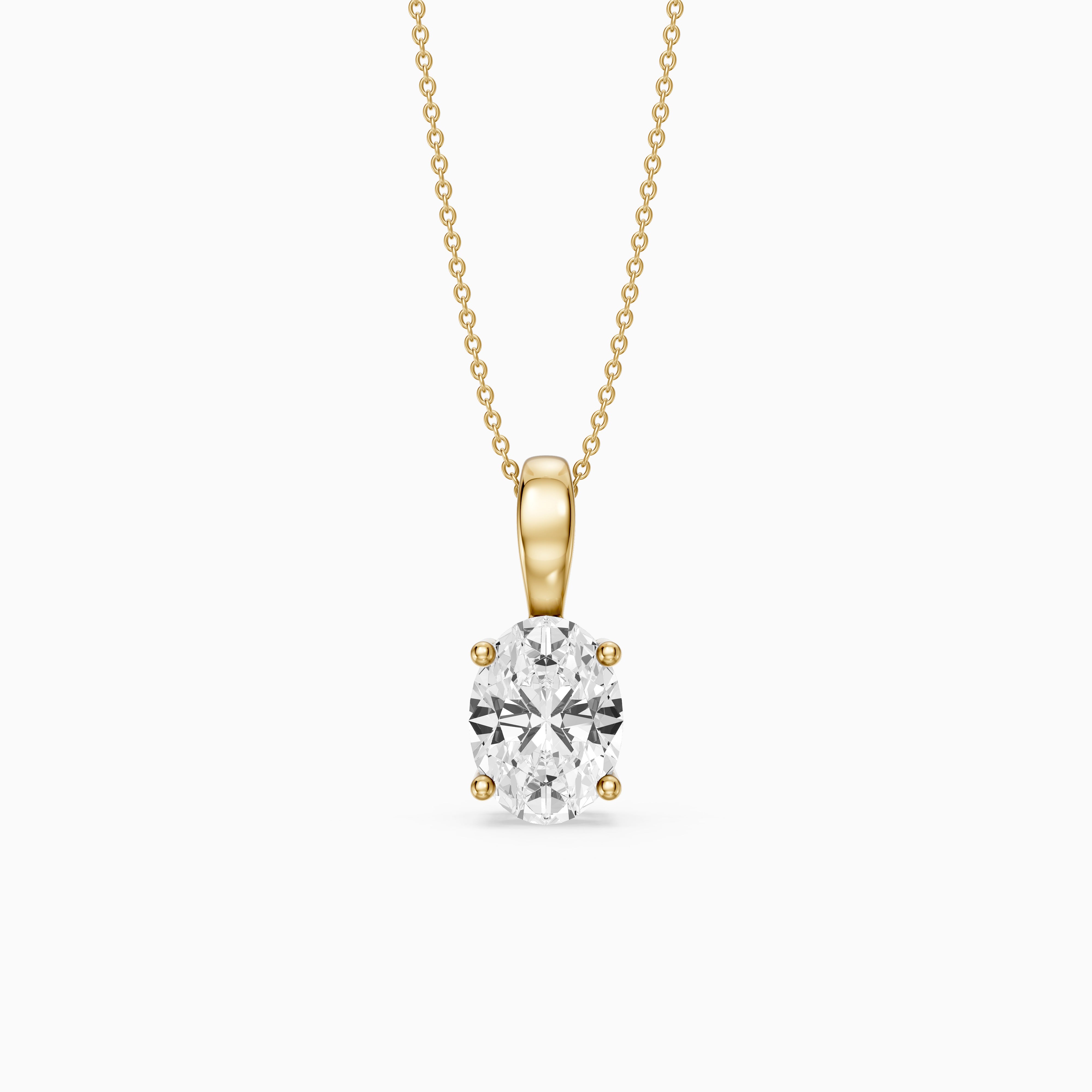 Rose Oval Cut Lab Grown Diamond Solitaire Pendant