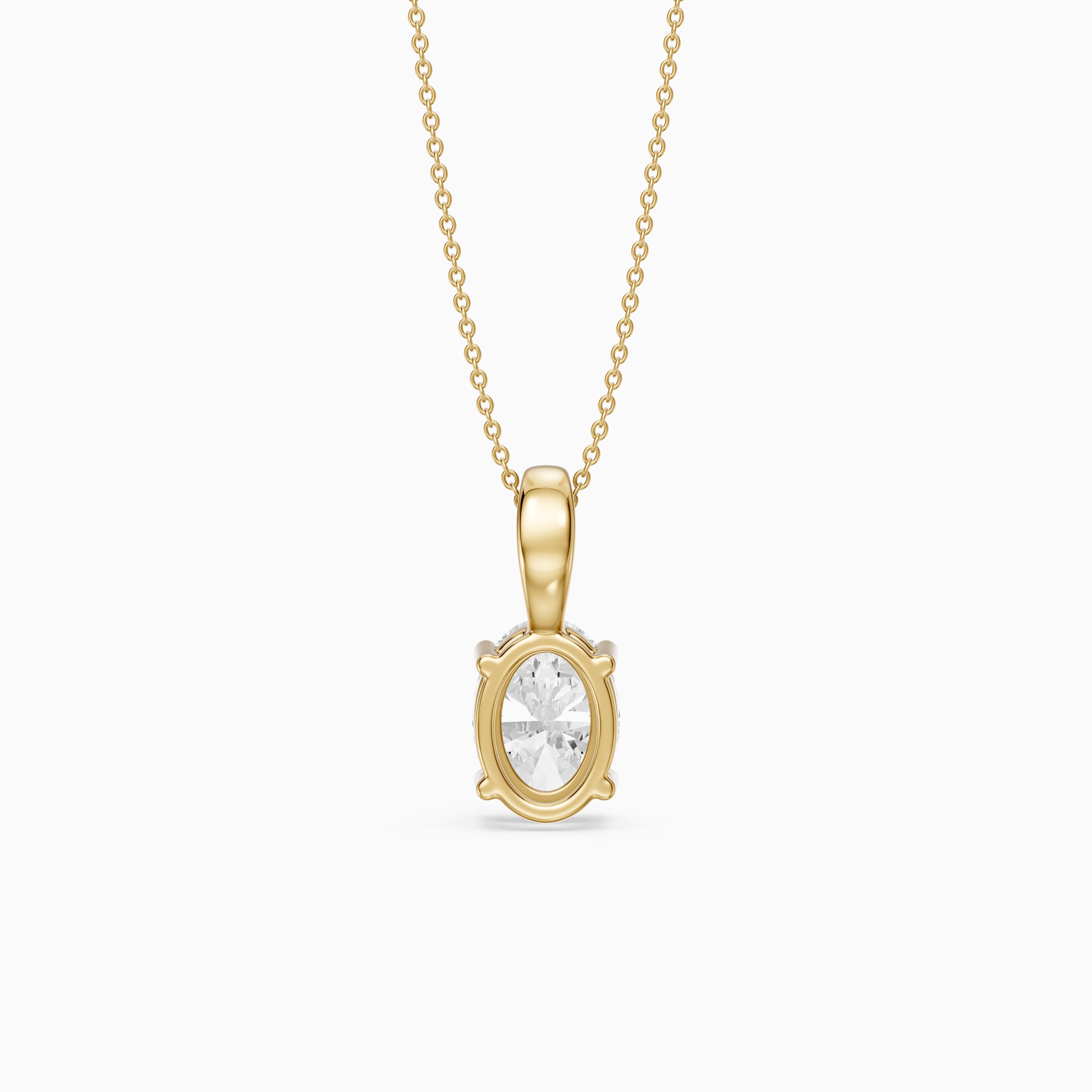 Rose Oval Cut Lab Grown Diamond Solitaire Pendant