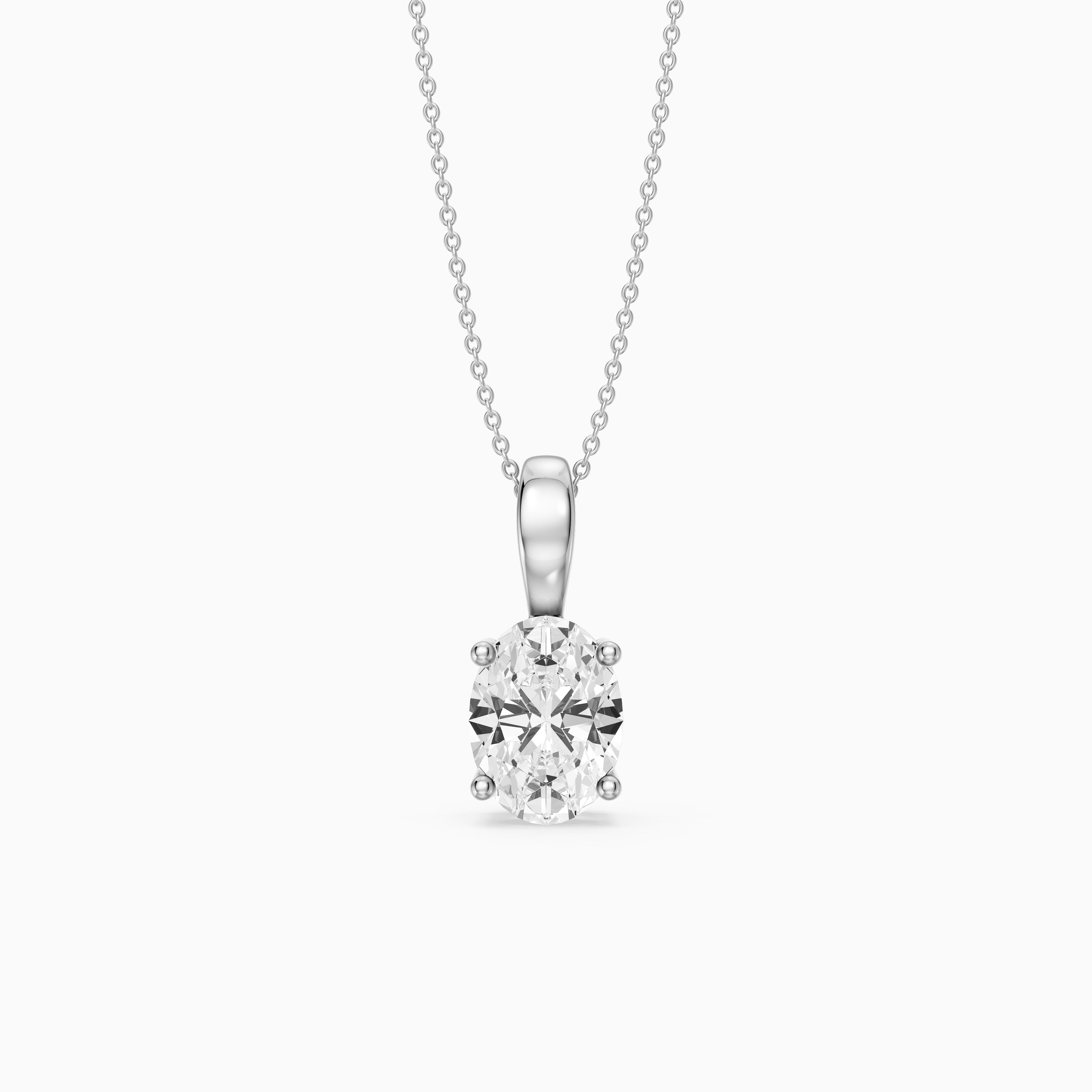 Rose Oval Cut Lab Grown Diamond Solitaire Pendant