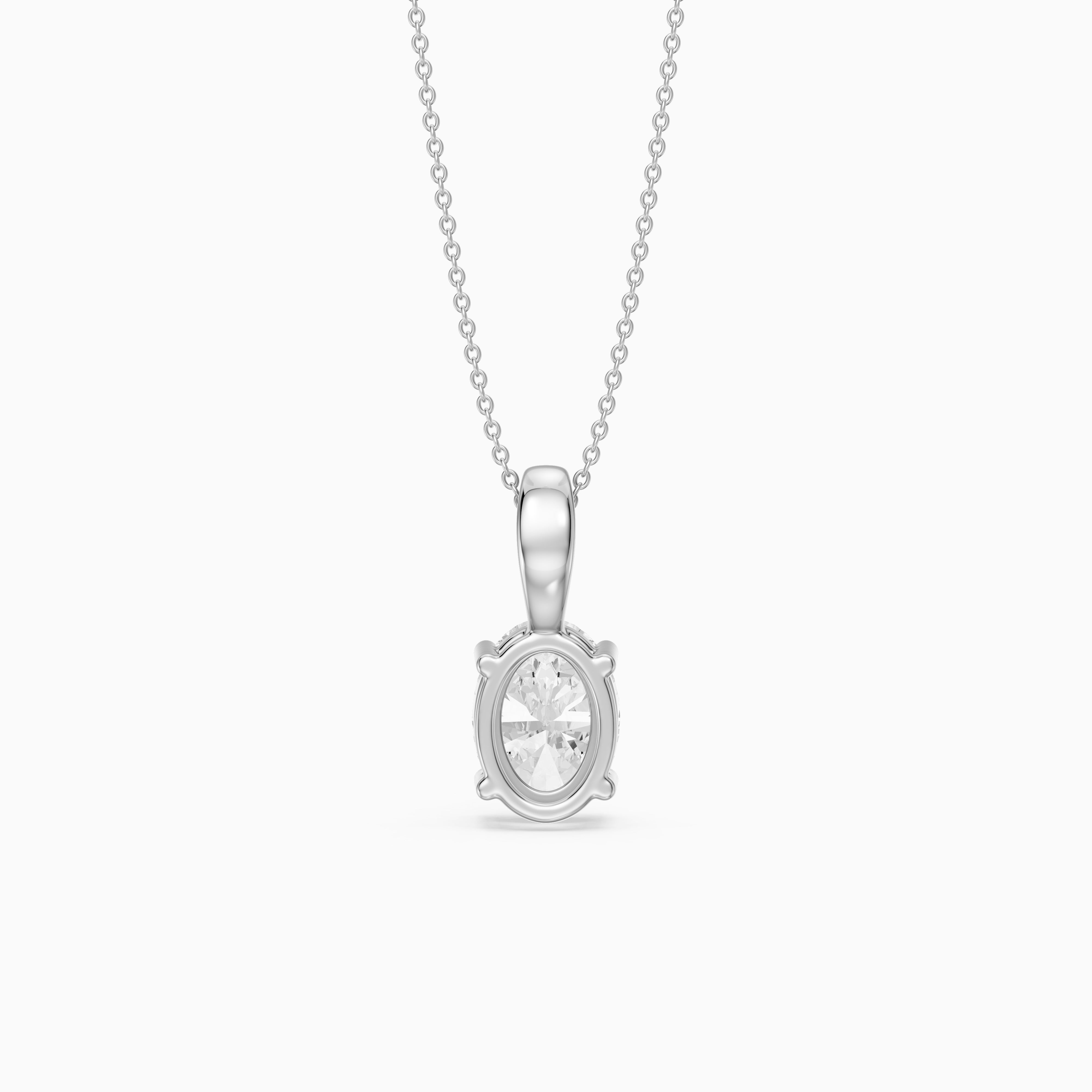 Rose Oval Cut Lab Grown Diamond Solitaire Pendant