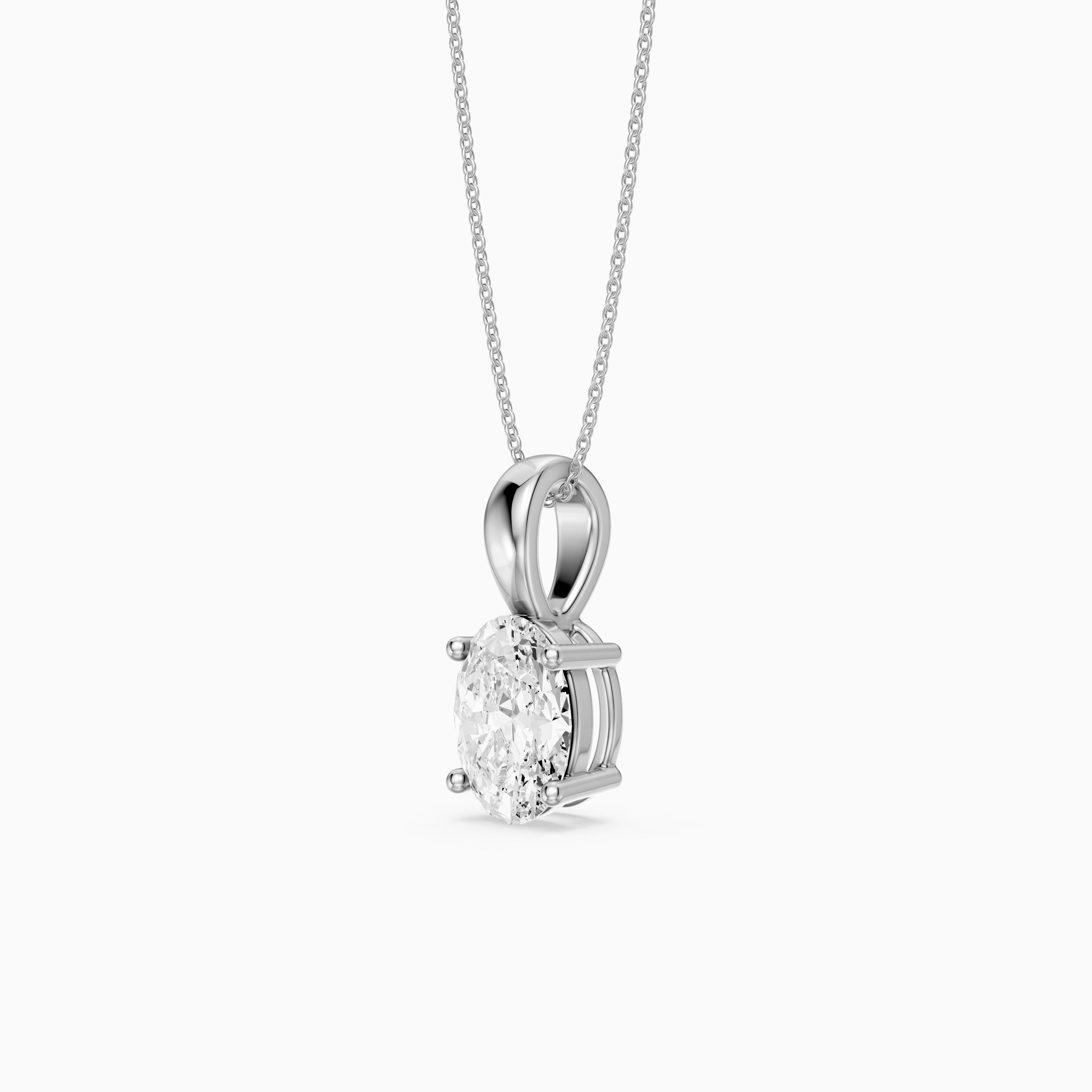 Rose Oval Cut Lab Grown Diamond Solitaire Pendant