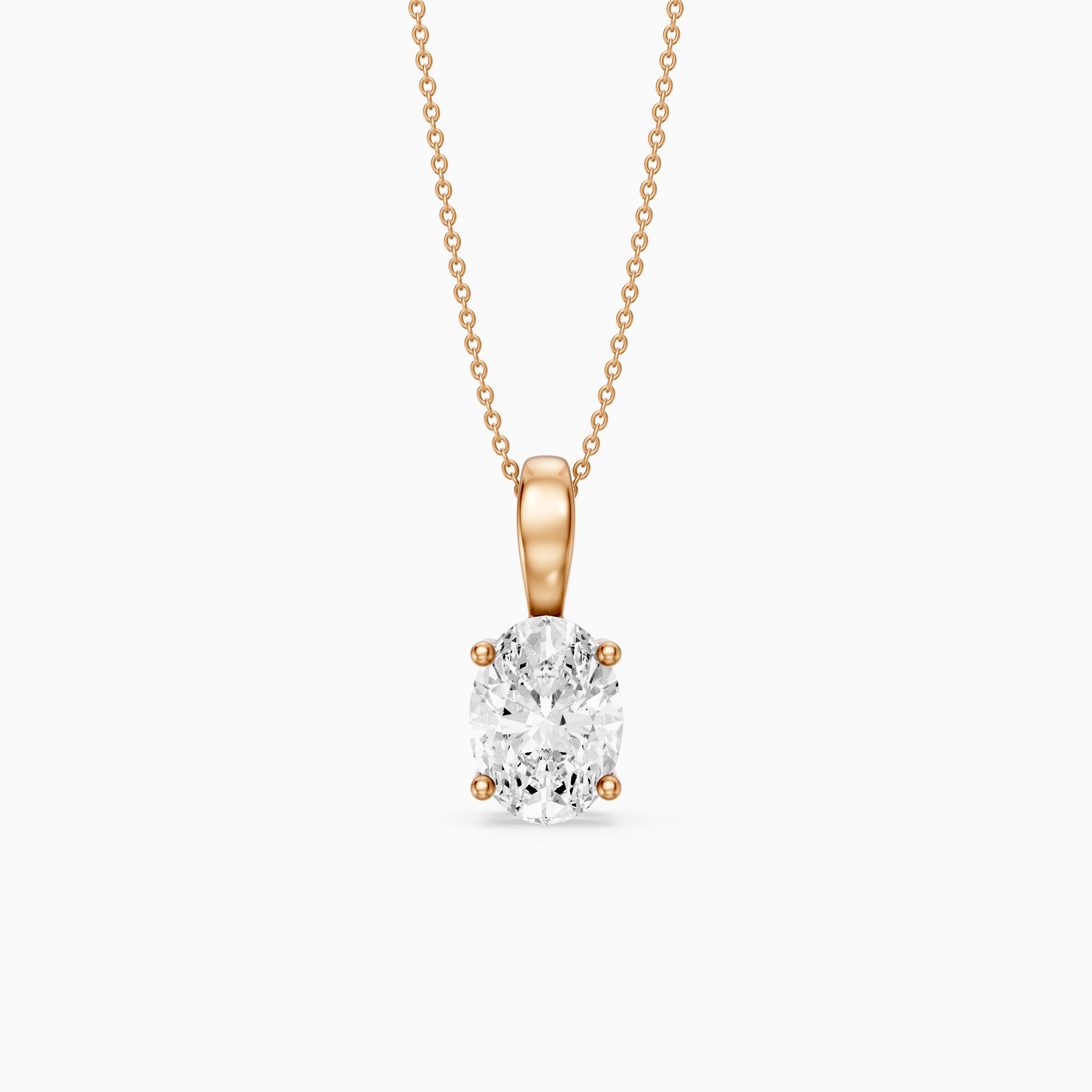 Rose Oval Cut Lab Grown Diamond Solitaire Pendant