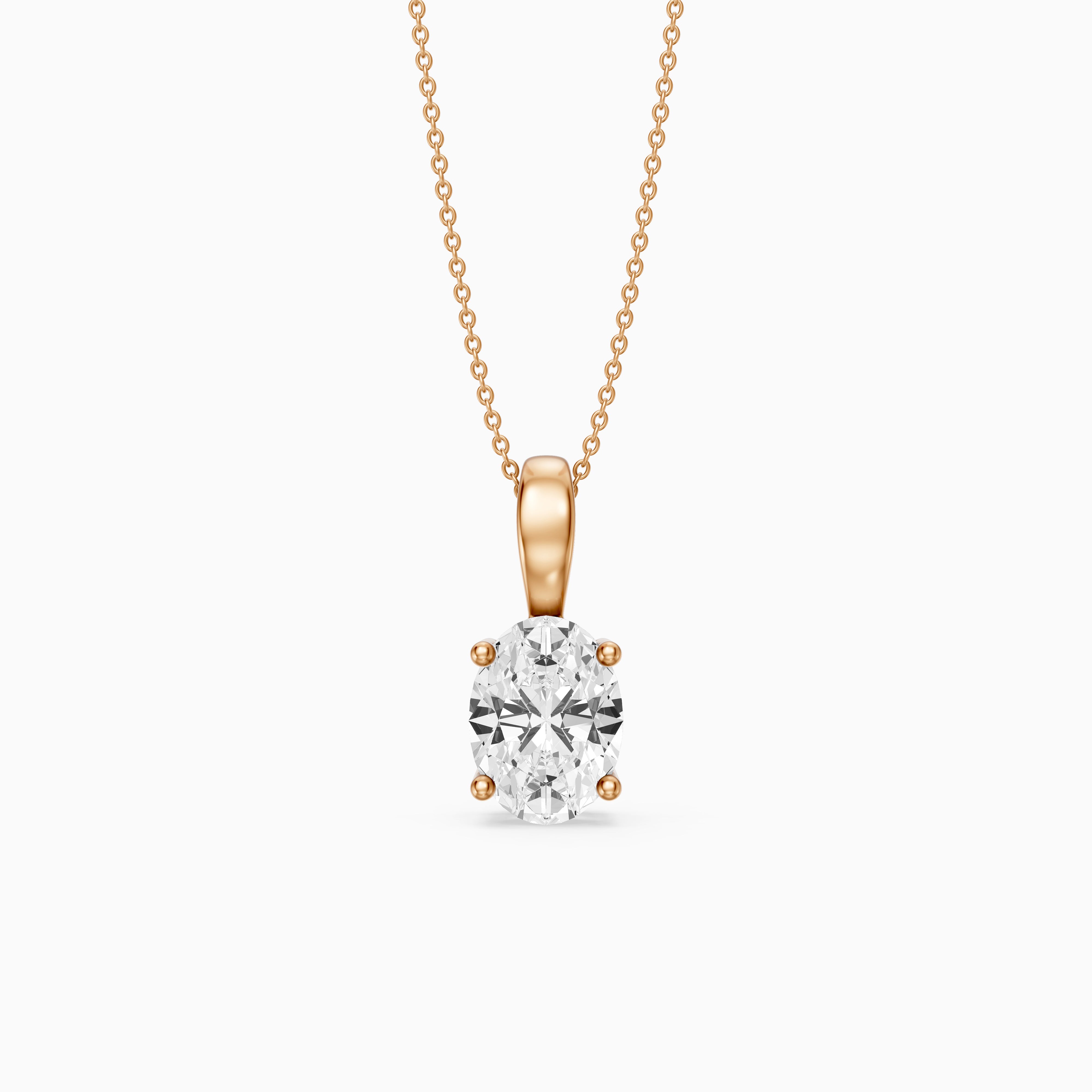 Rose Oval Cut Lab Grown Diamond Solitaire Pendant