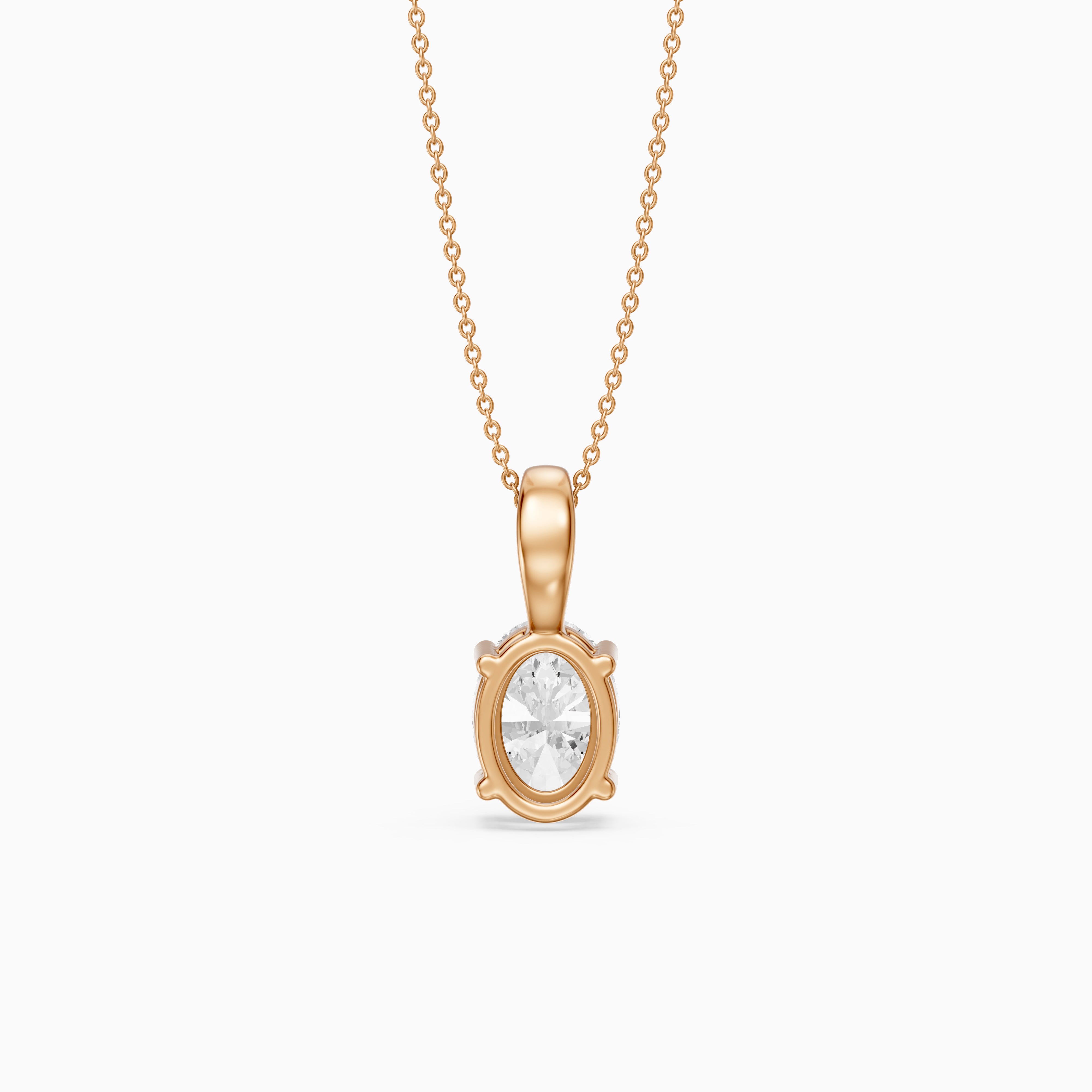Rose Oval Cut Lab Grown Diamond Solitaire Pendant