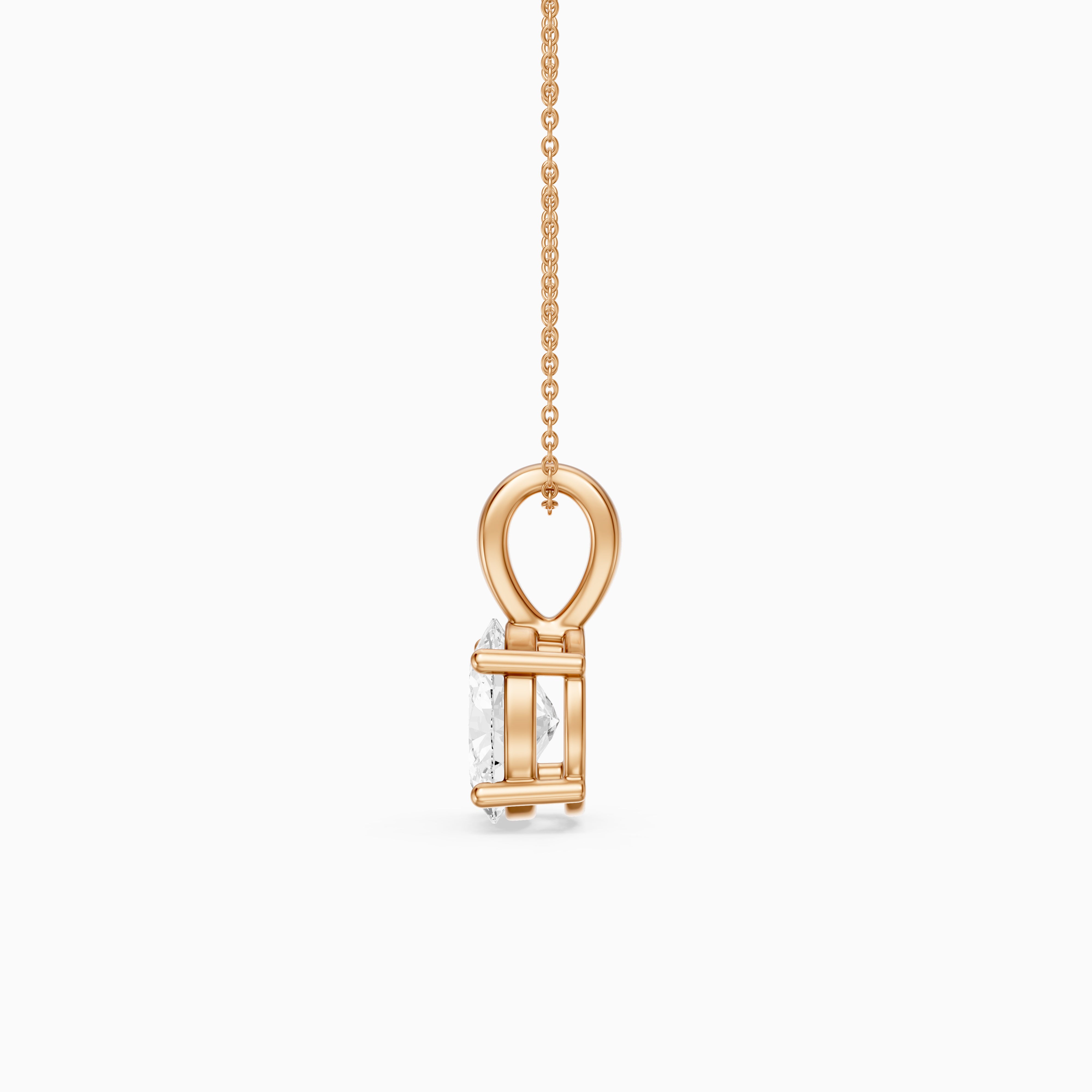Rose Oval Cut Lab Grown Diamond Solitaire Pendant