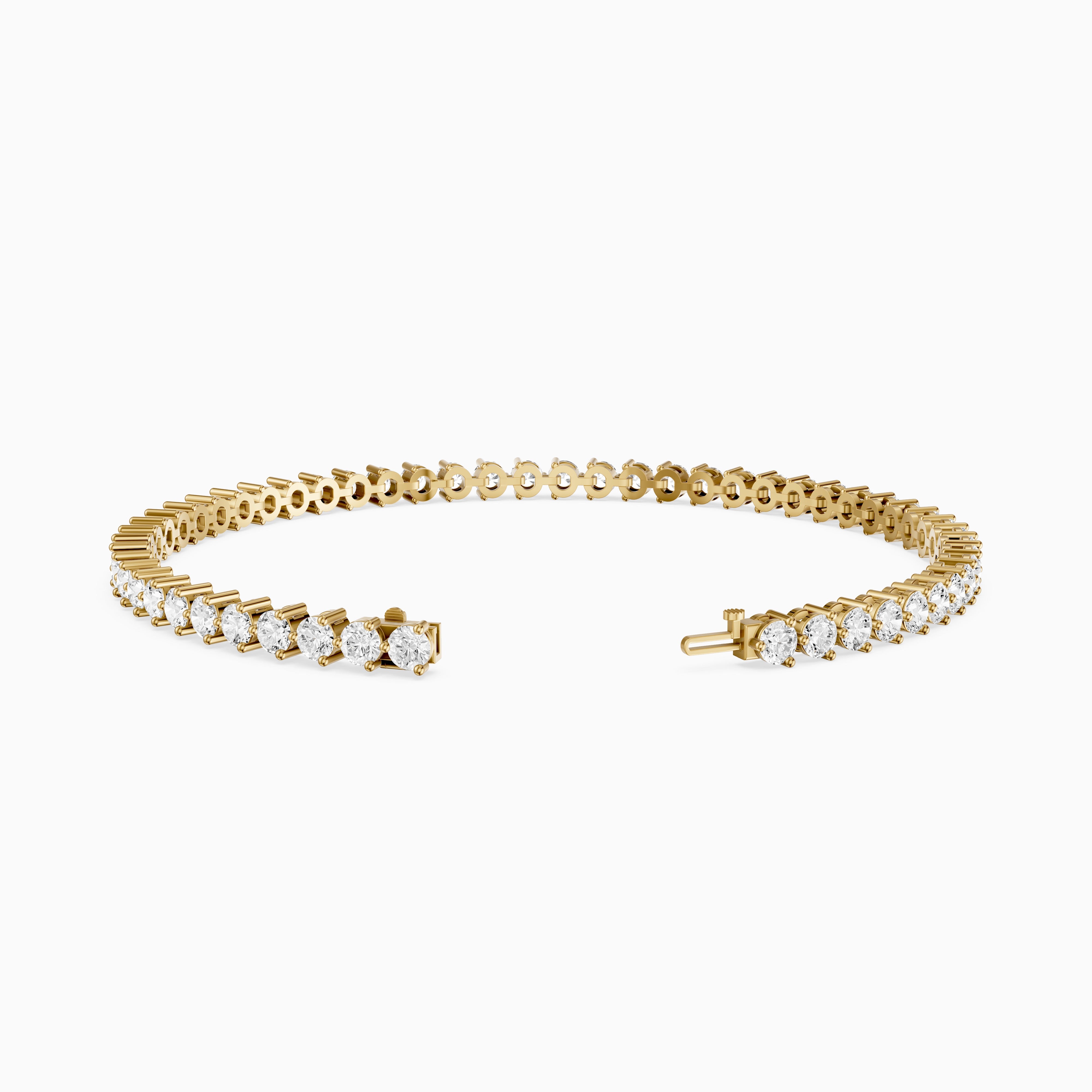Alice Round Cut Lab Grown Diamond Three Prong Tennis Bracelet