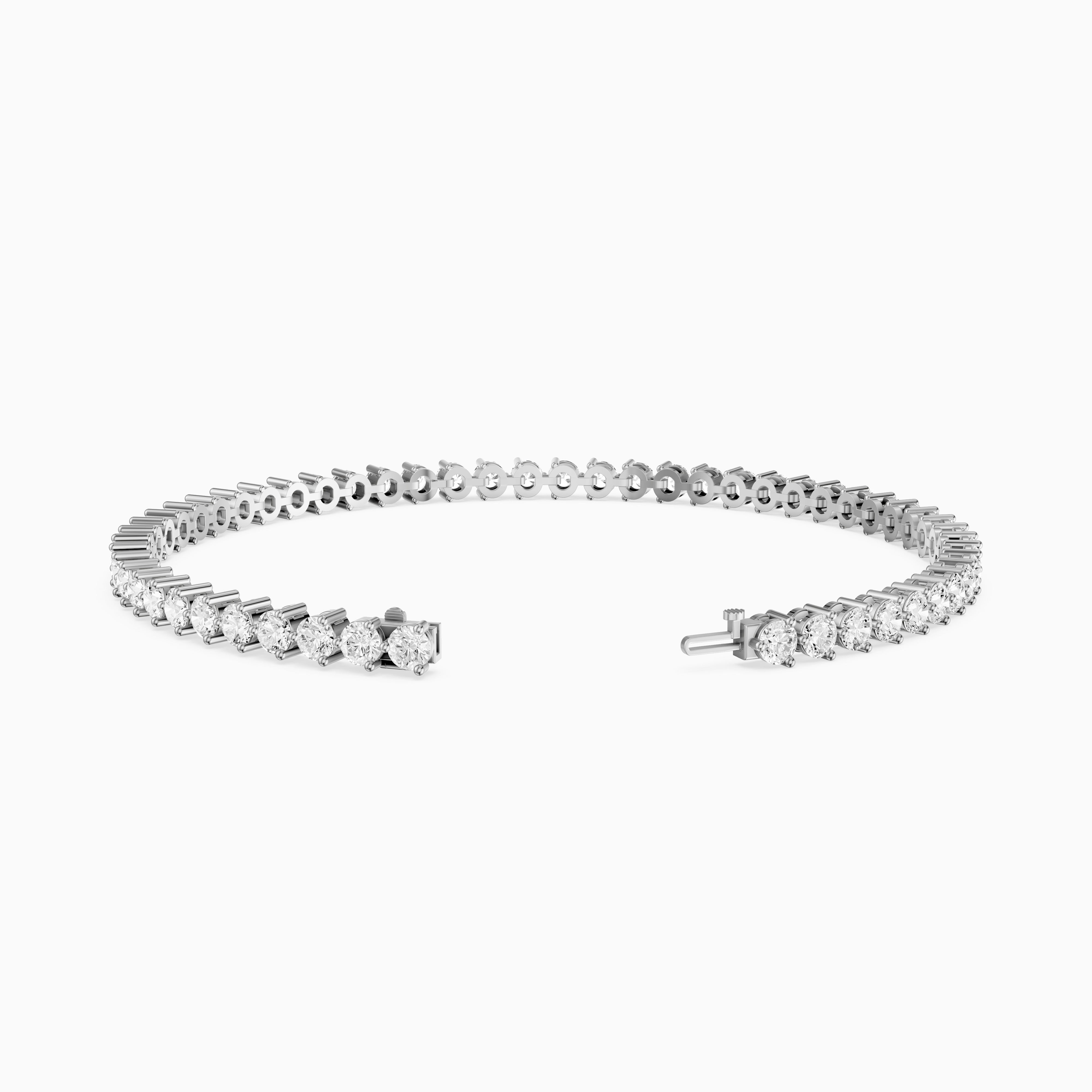 Alice Round Cut Lab Grown Diamond Three Prong Tennis Bracelet
