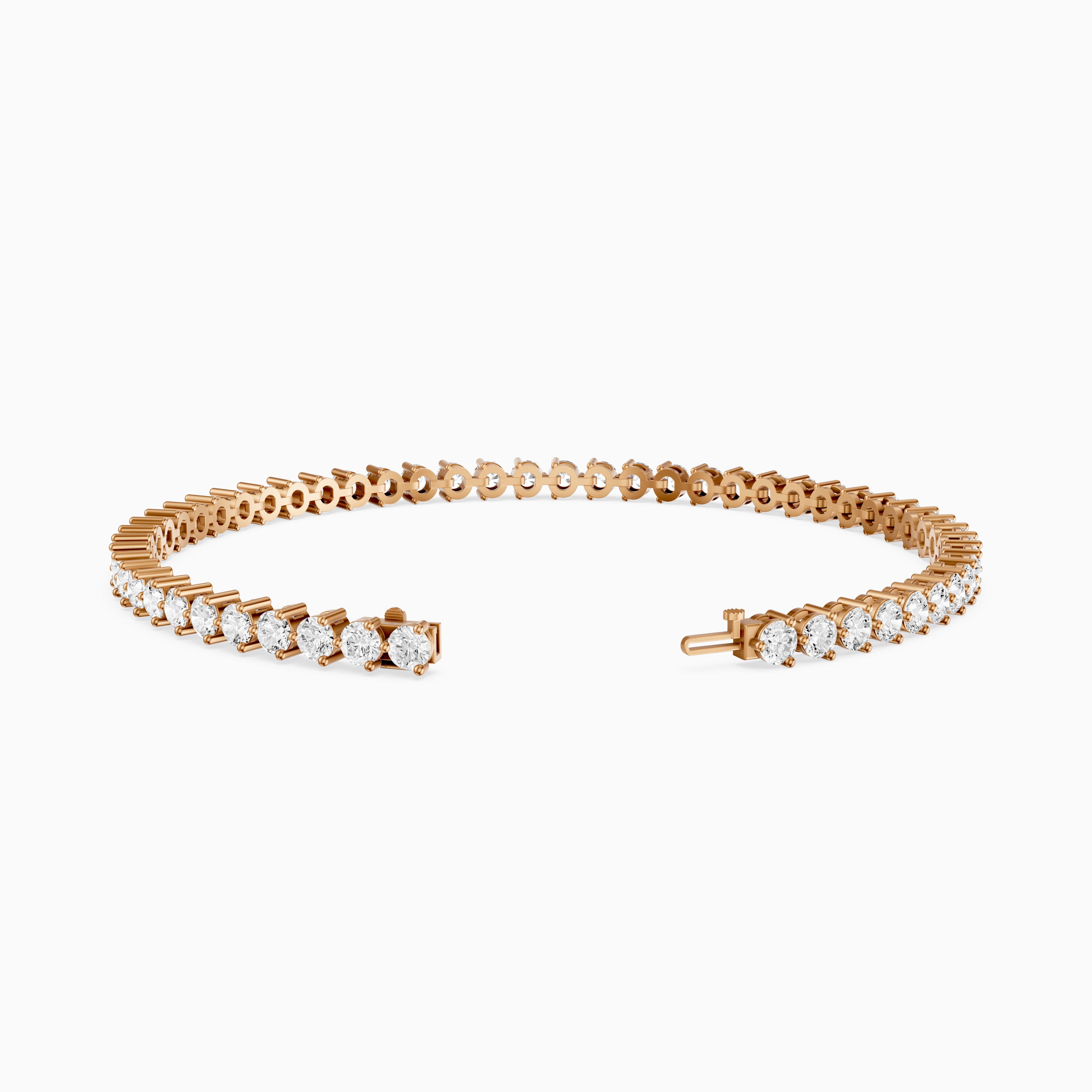 Alice Round Cut Lab Grown Diamond Three Prong Tennis Bracelet