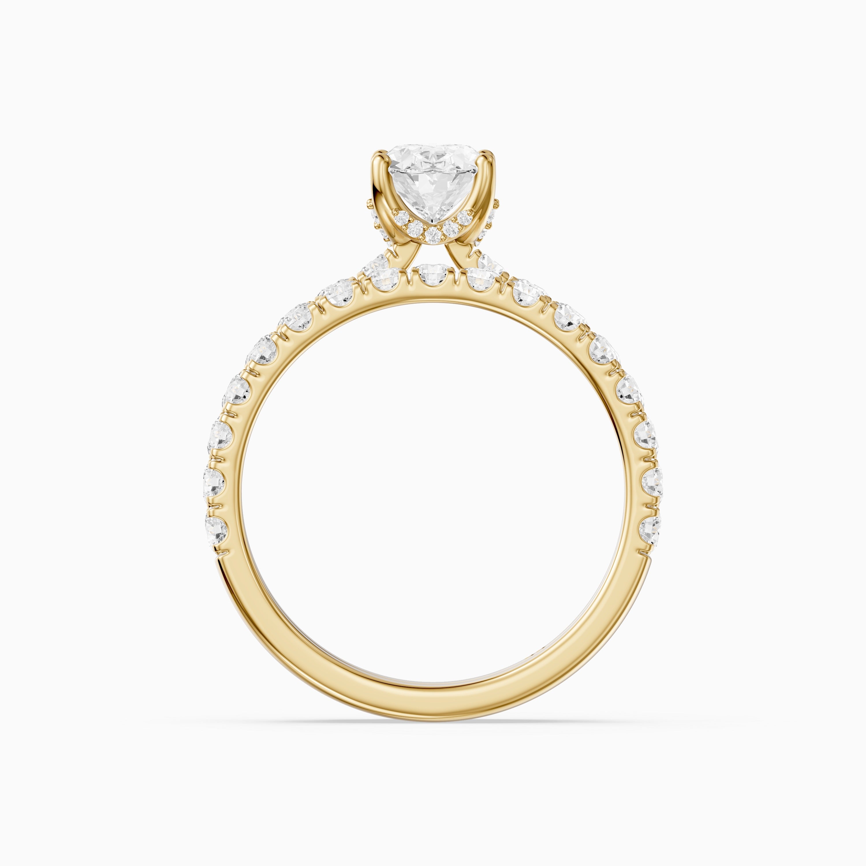 Luana Oval Cut Lab Grown Diamond Pave Bridal Set with Hidden Halo