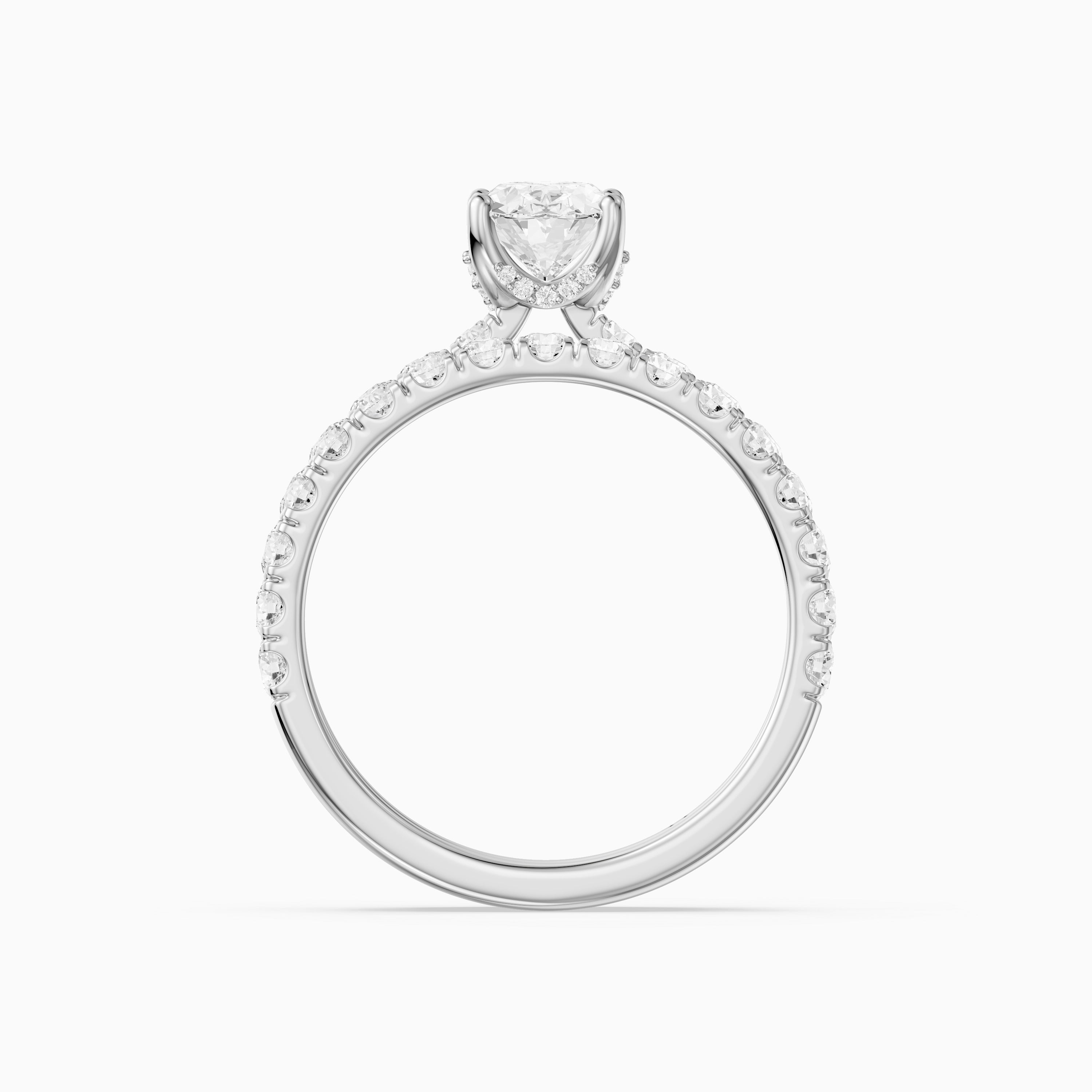Luana Oval Cut Lab Grown Diamond Pave Bridal Set with Hidden Halo