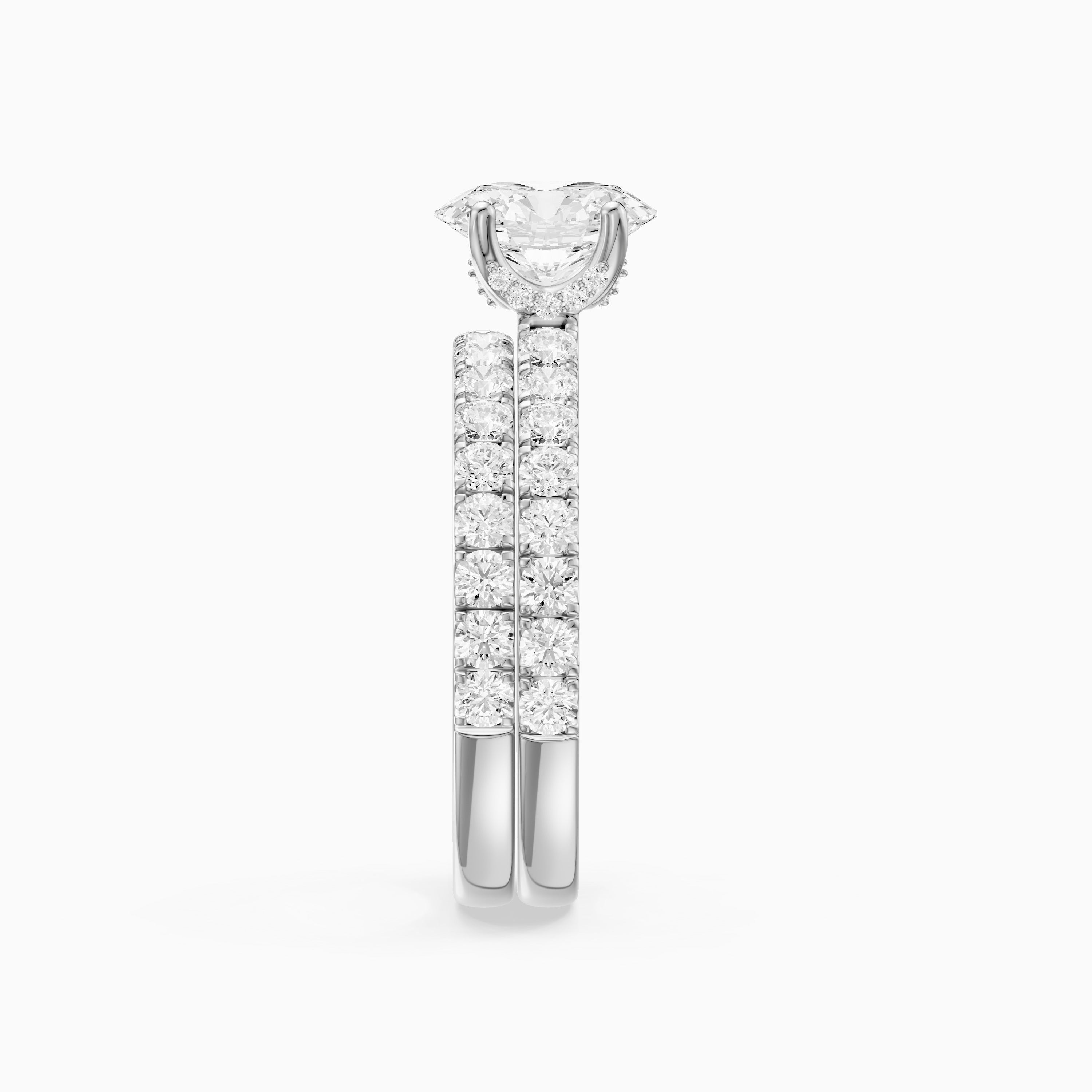 Luana Oval Cut Lab Grown Diamond Pave Bridal Set with Hidden Halo