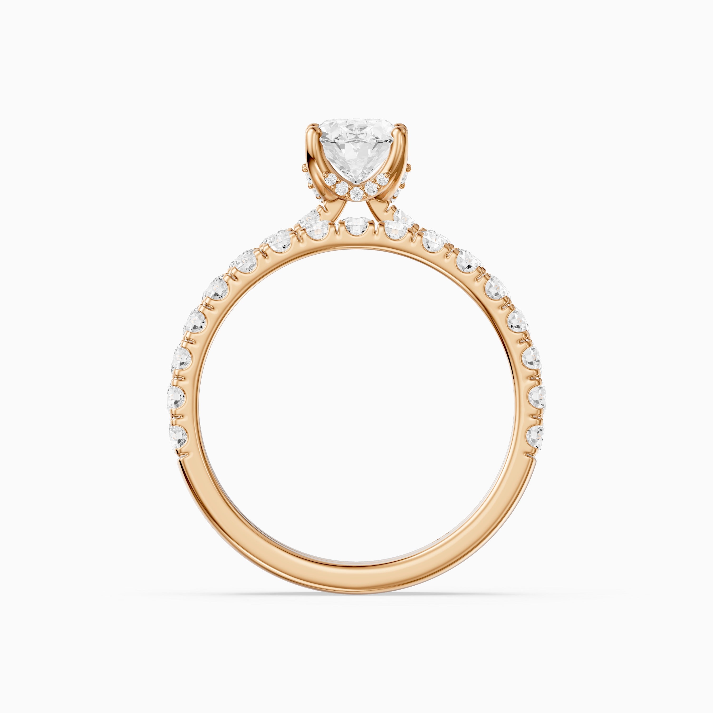 Luana Oval Cut Lab Grown Diamond Pave Bridal Set with Hidden Halo