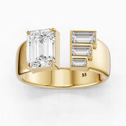 Baylor Emerald Cut Lab Diamond Graduated Baguette Cluster Cigar Band