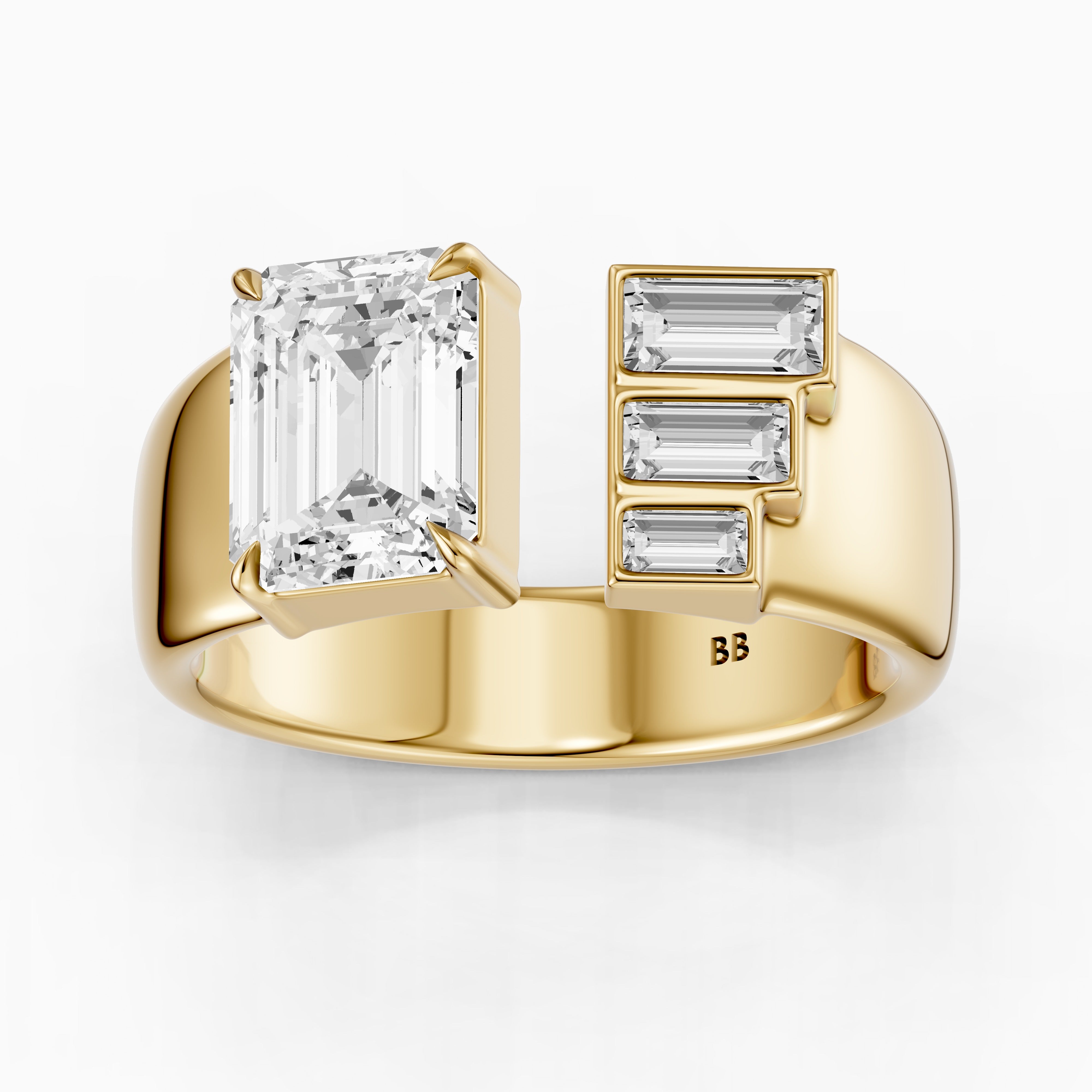 Baylor Emerald Cut Lab Diamond Graduated Baguette Cluster Cigar Band