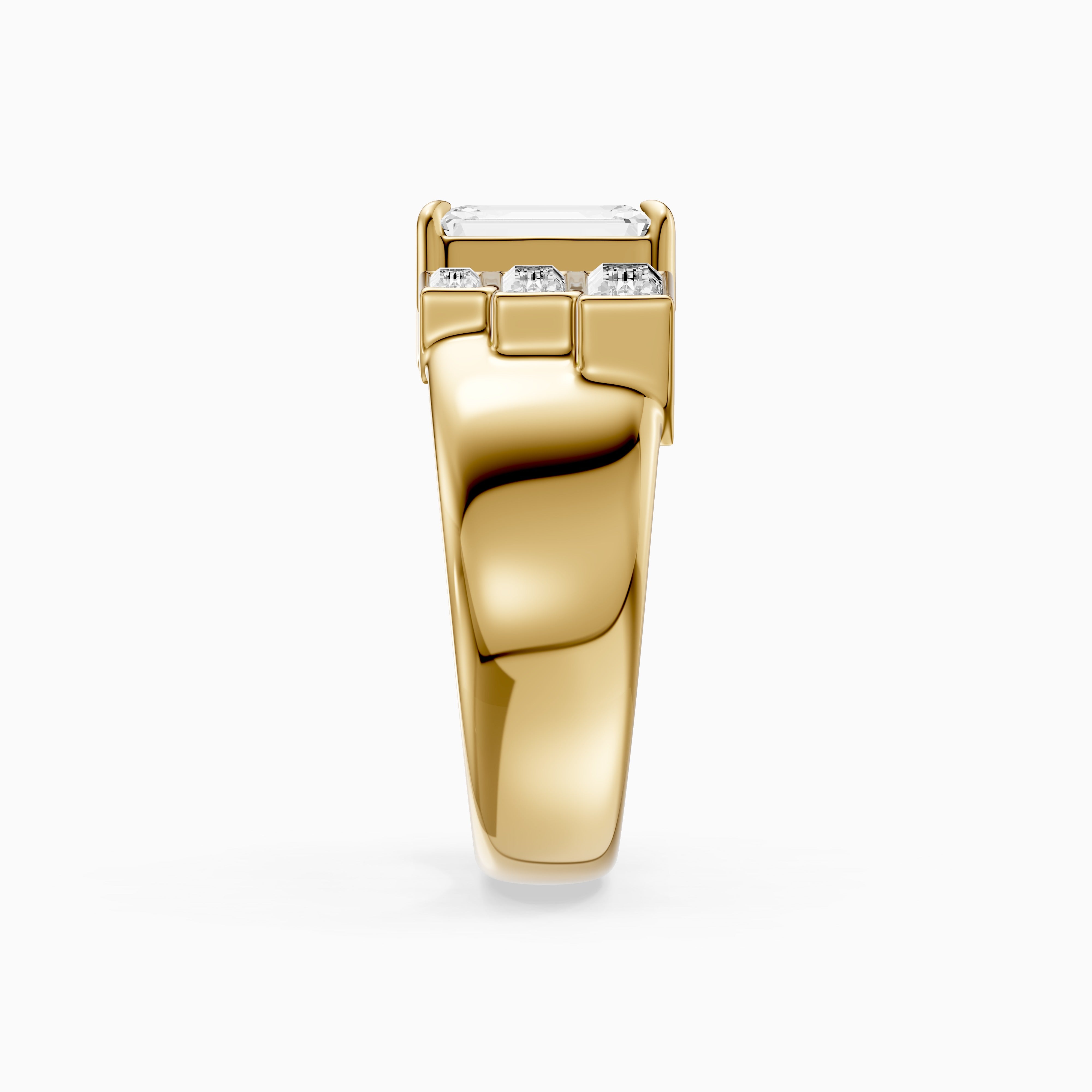 Baylor Emerald Cut Lab Diamond Graduated Baguette Cluster Cigar Band