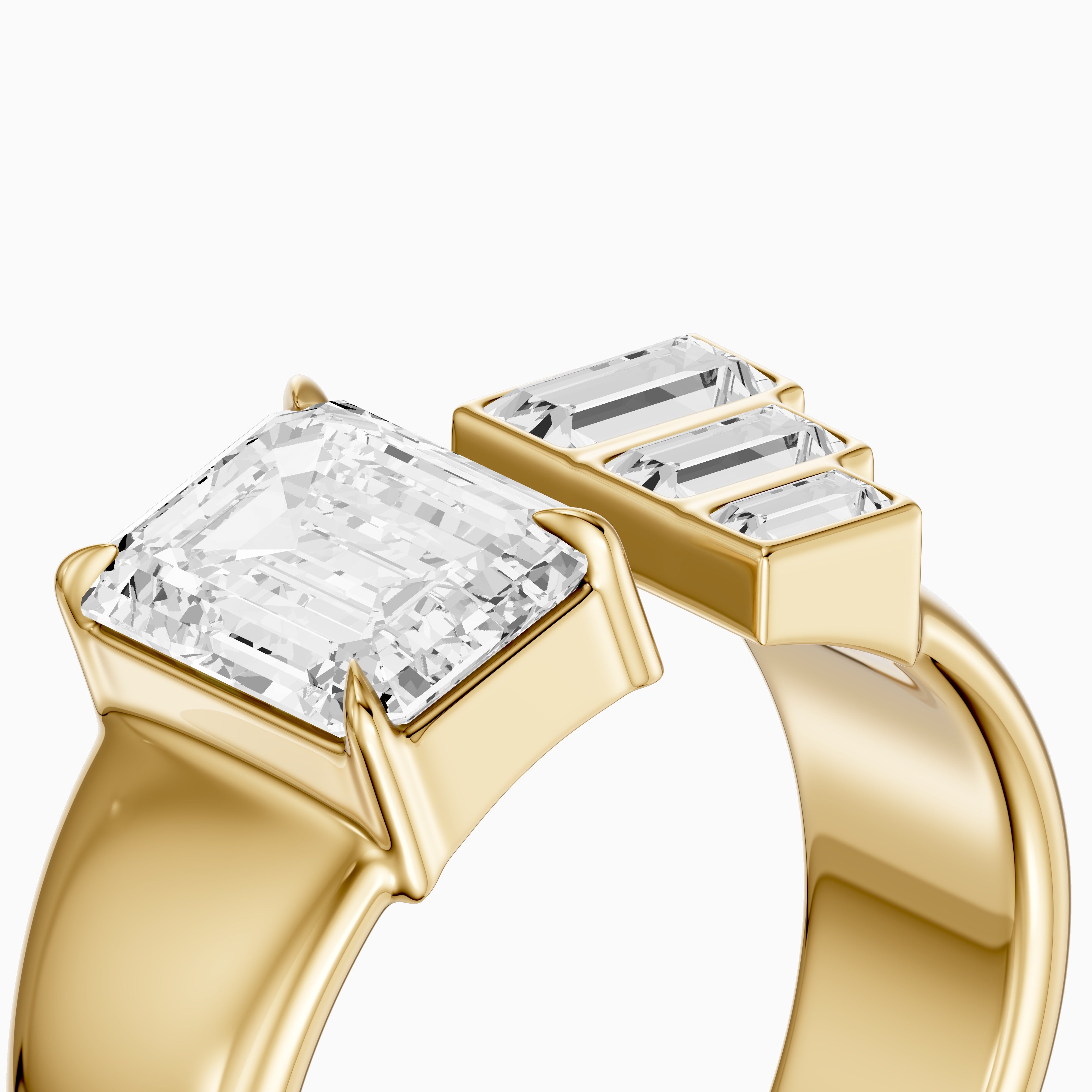 Baylor Emerald Cut Lab Diamond Graduated Baguette Cluster Cigar Band