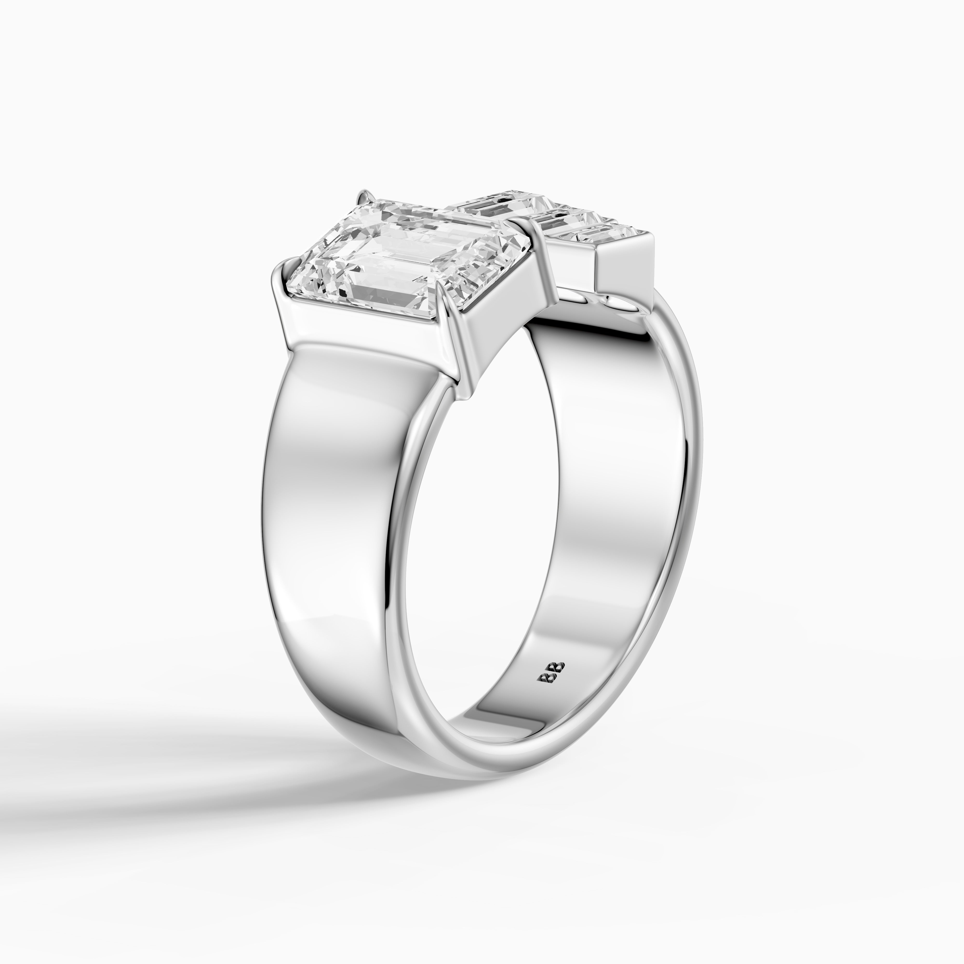 Baylor Emerald Cut Lab Diamond Graduated Baguette Cluster Cigar Band