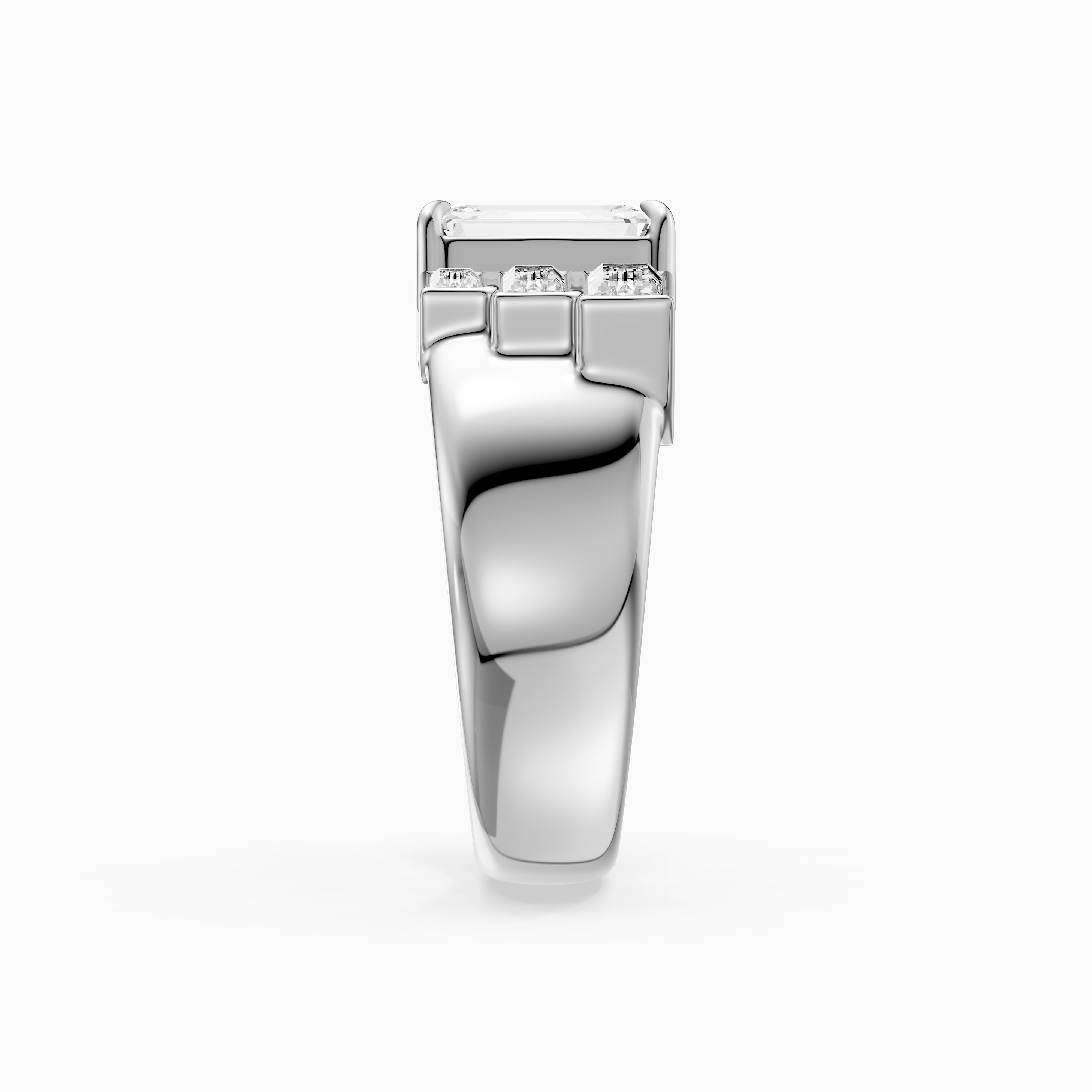 Baylor Emerald Cut Lab Diamond Graduated Baguette Cluster Cigar Band