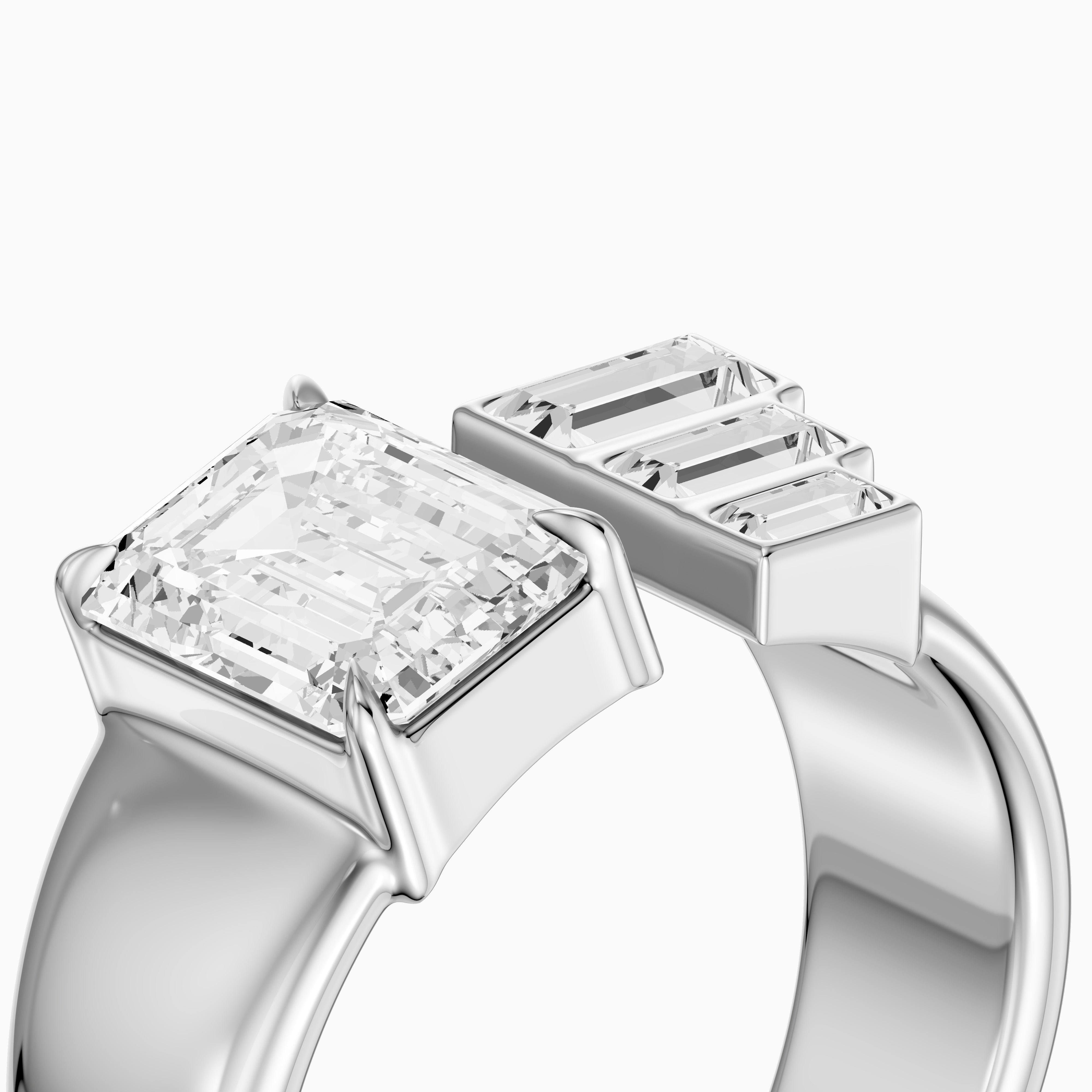 Baylor Emerald Cut Lab Diamond Graduated Baguette Cluster Cigar Band