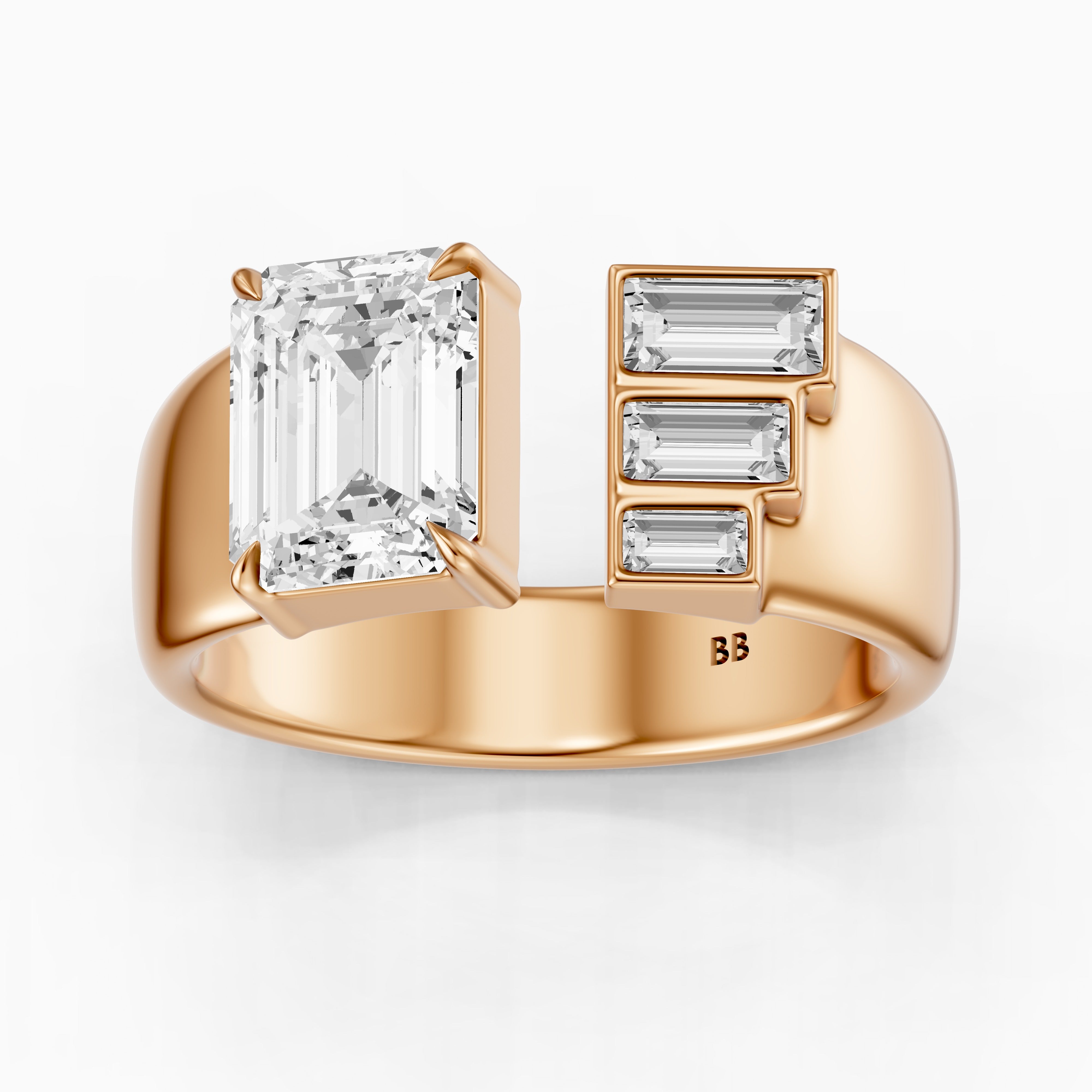 Baylor Emerald Cut Lab Diamond Graduated Baguette Cluster Cigar Band