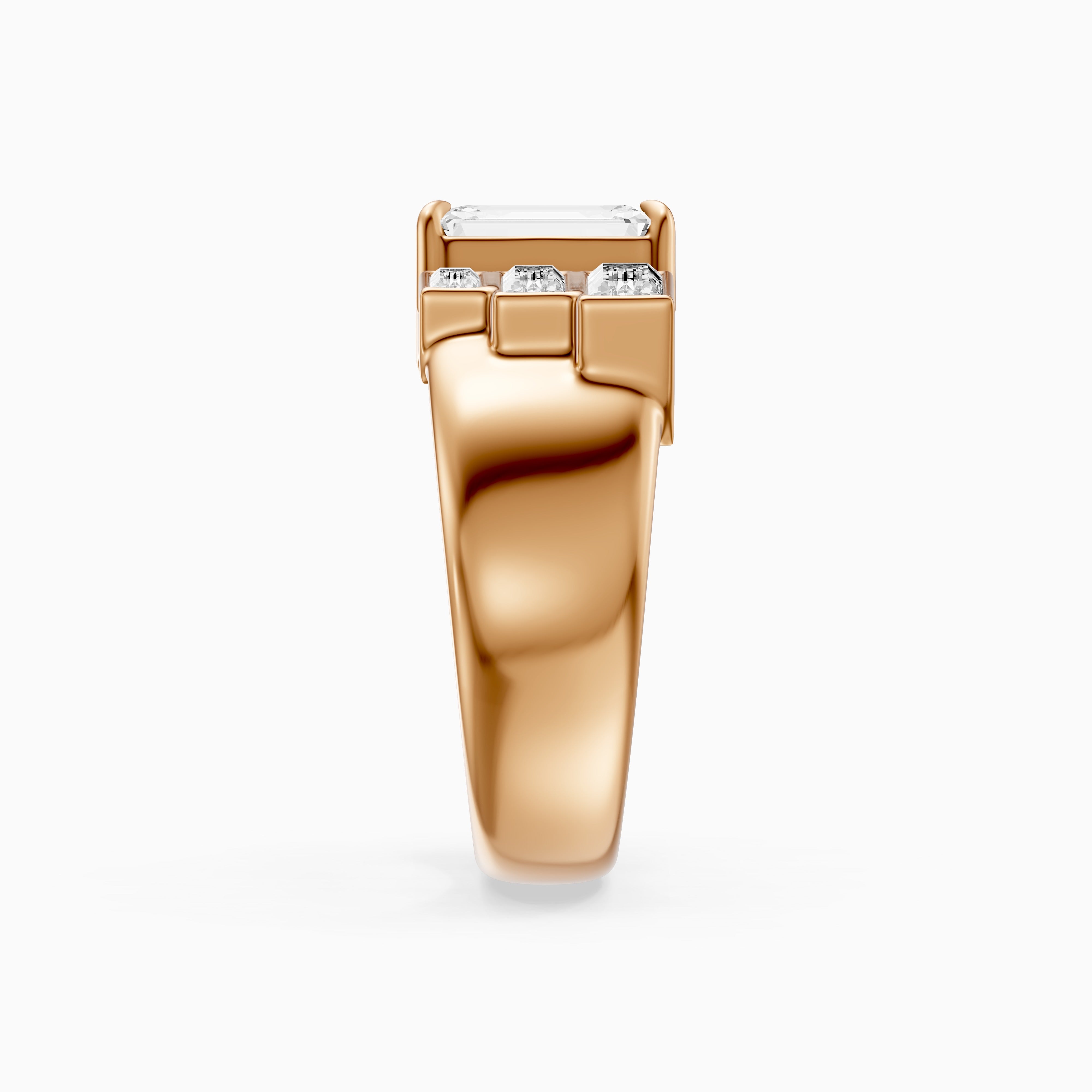 Baylor Emerald Cut Lab Diamond Graduated Baguette Cluster Cigar Band