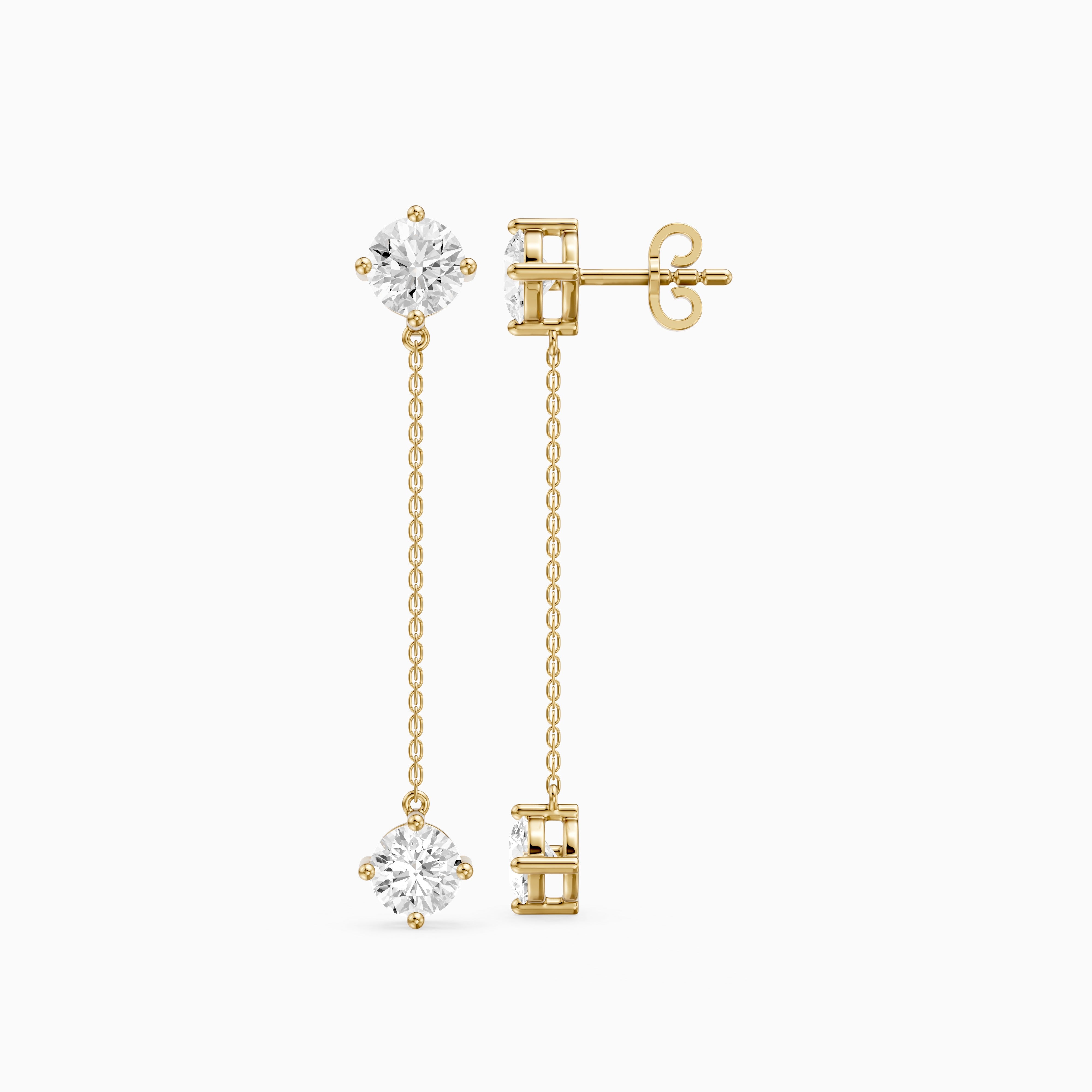 Zia Round Lab Grown Diamond Chain Dangle Earrings
