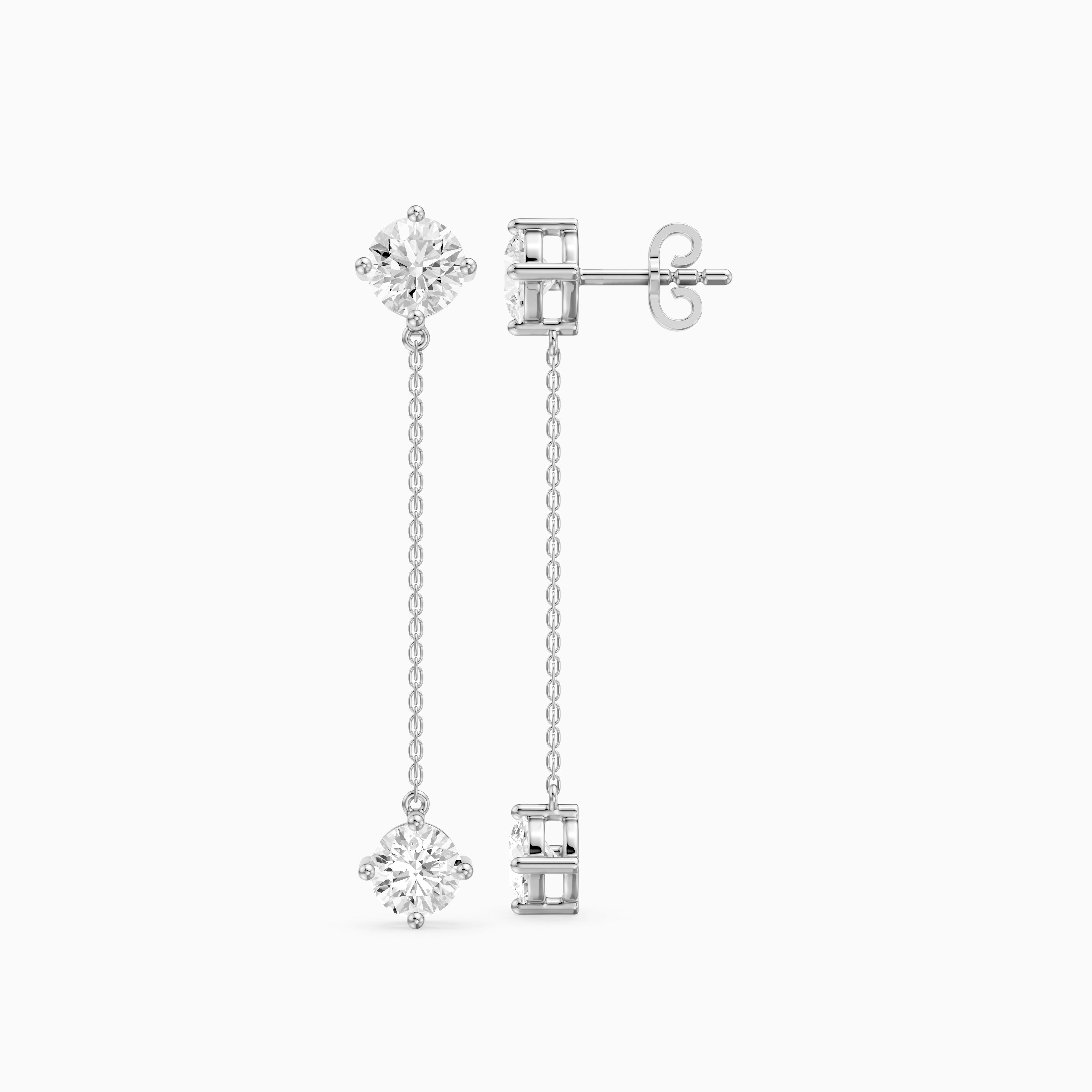 Zia Round Lab Grown Diamond Chain Dangle Earrings