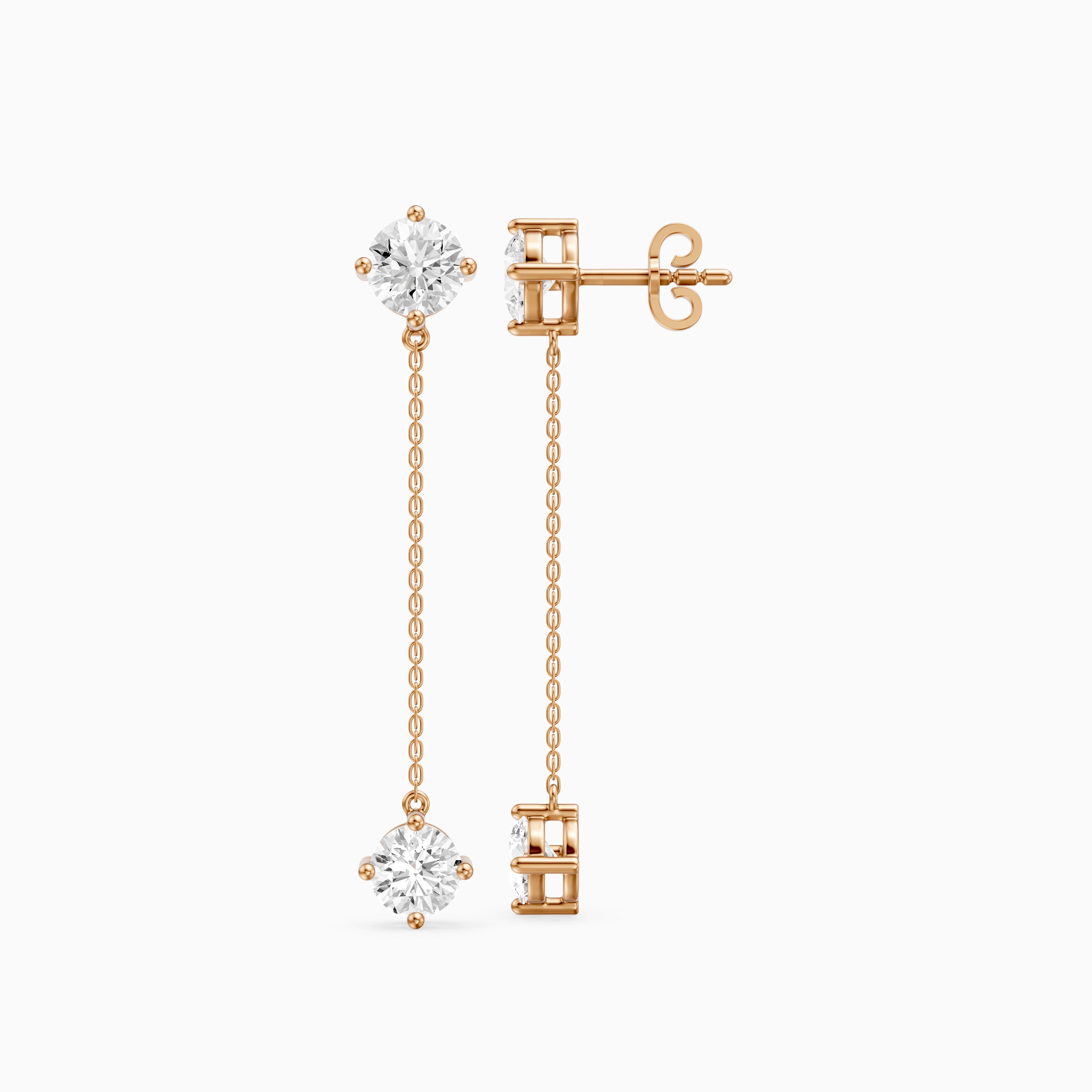 Zia Round Lab Grown Diamond Chain Dangle Earrings