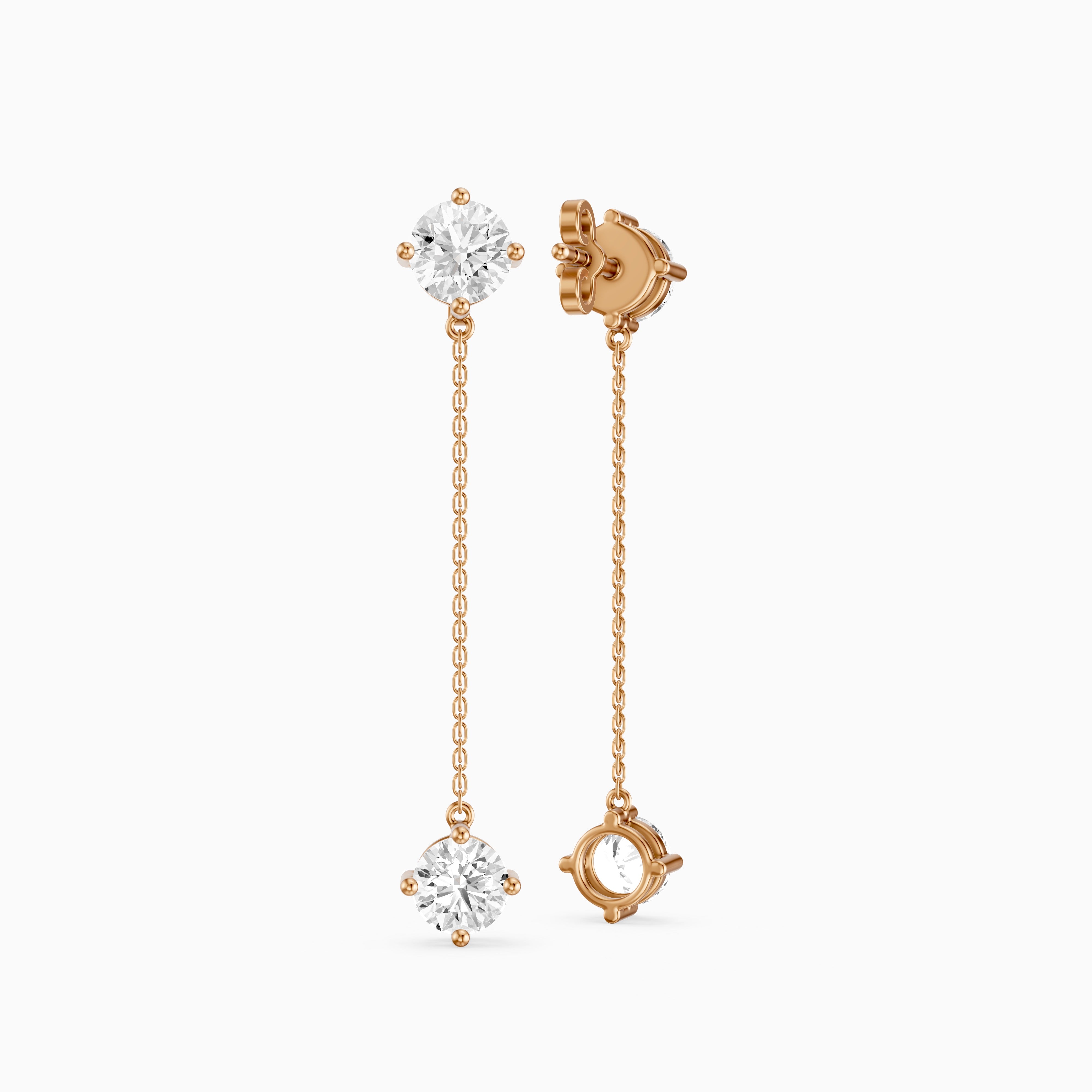 Zia Round Lab Grown Diamond Chain Dangle Earrings