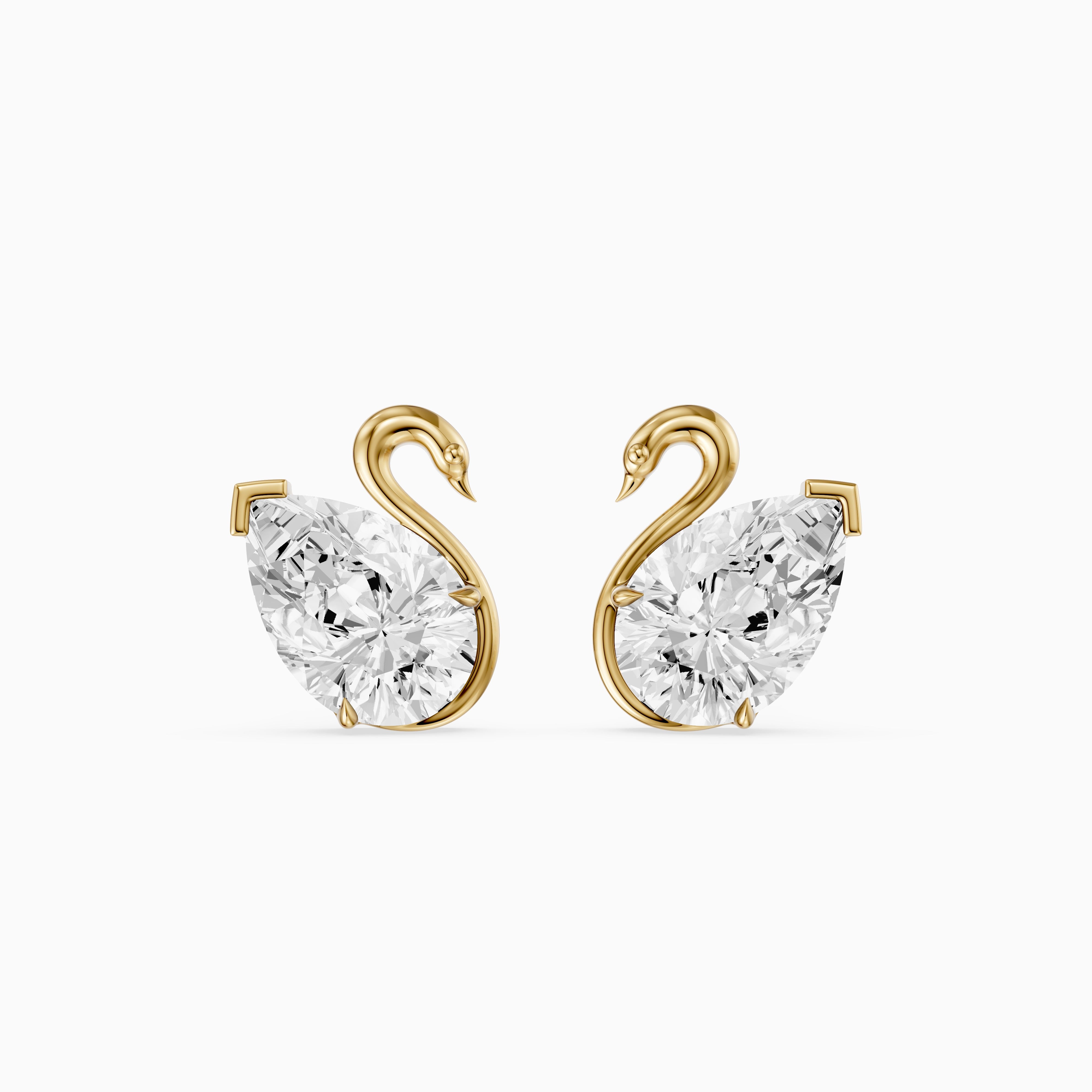 Solene Pear Cut Lab Grown Diamond Swan Stud Earrings