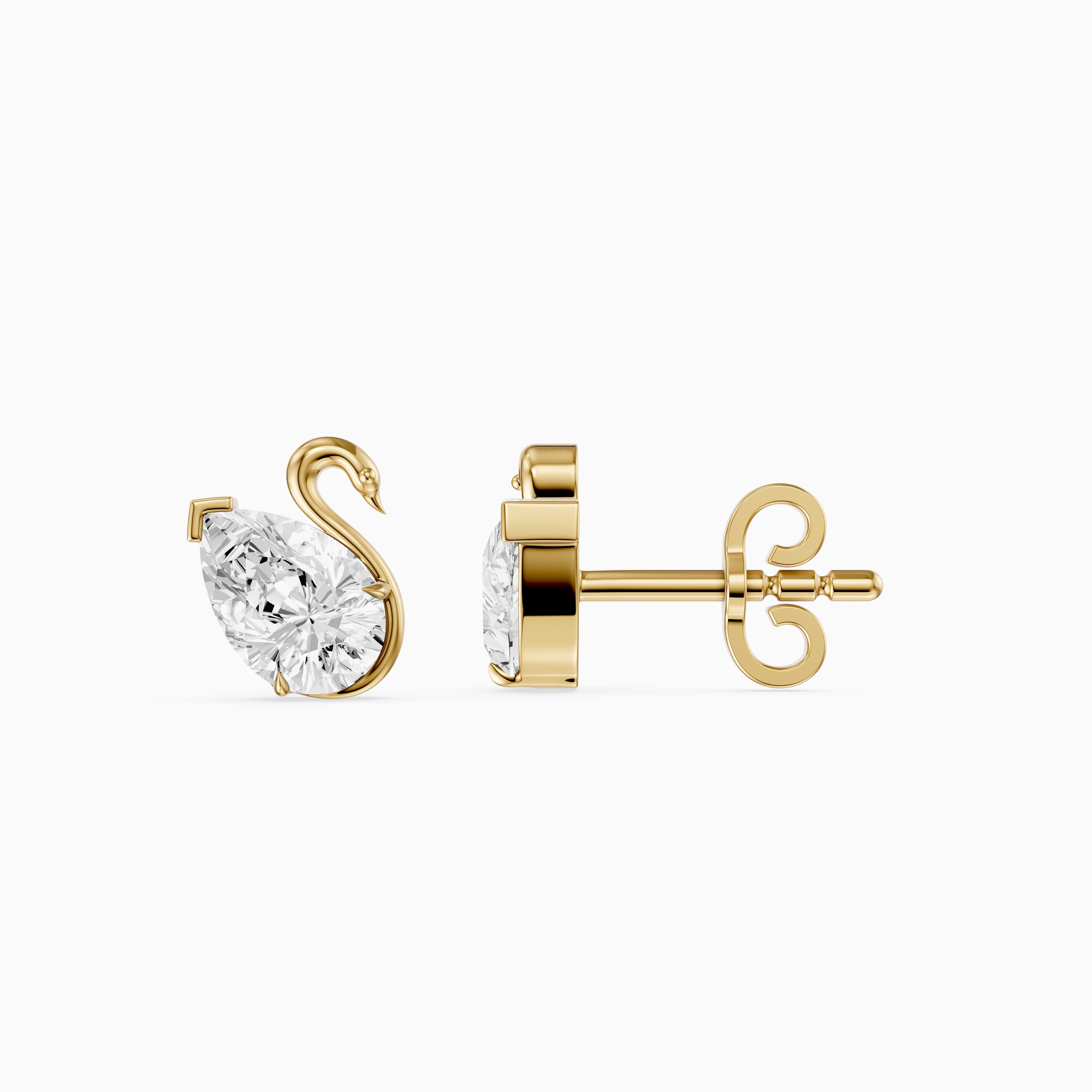 Solene Pear Cut Lab Grown Diamond Swan Stud Earrings