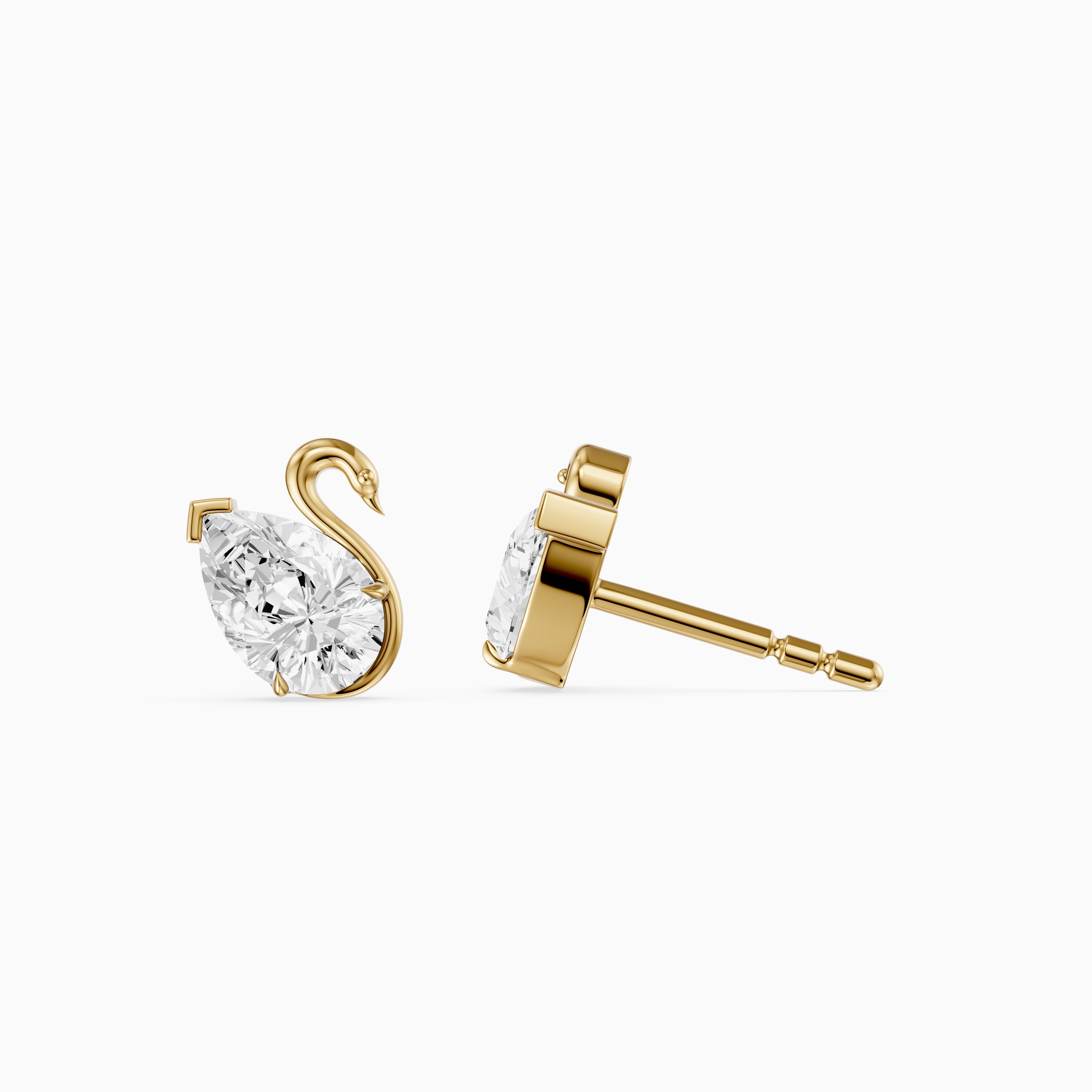 Solene Pear Cut Lab Grown Diamond Swan Stud Earrings