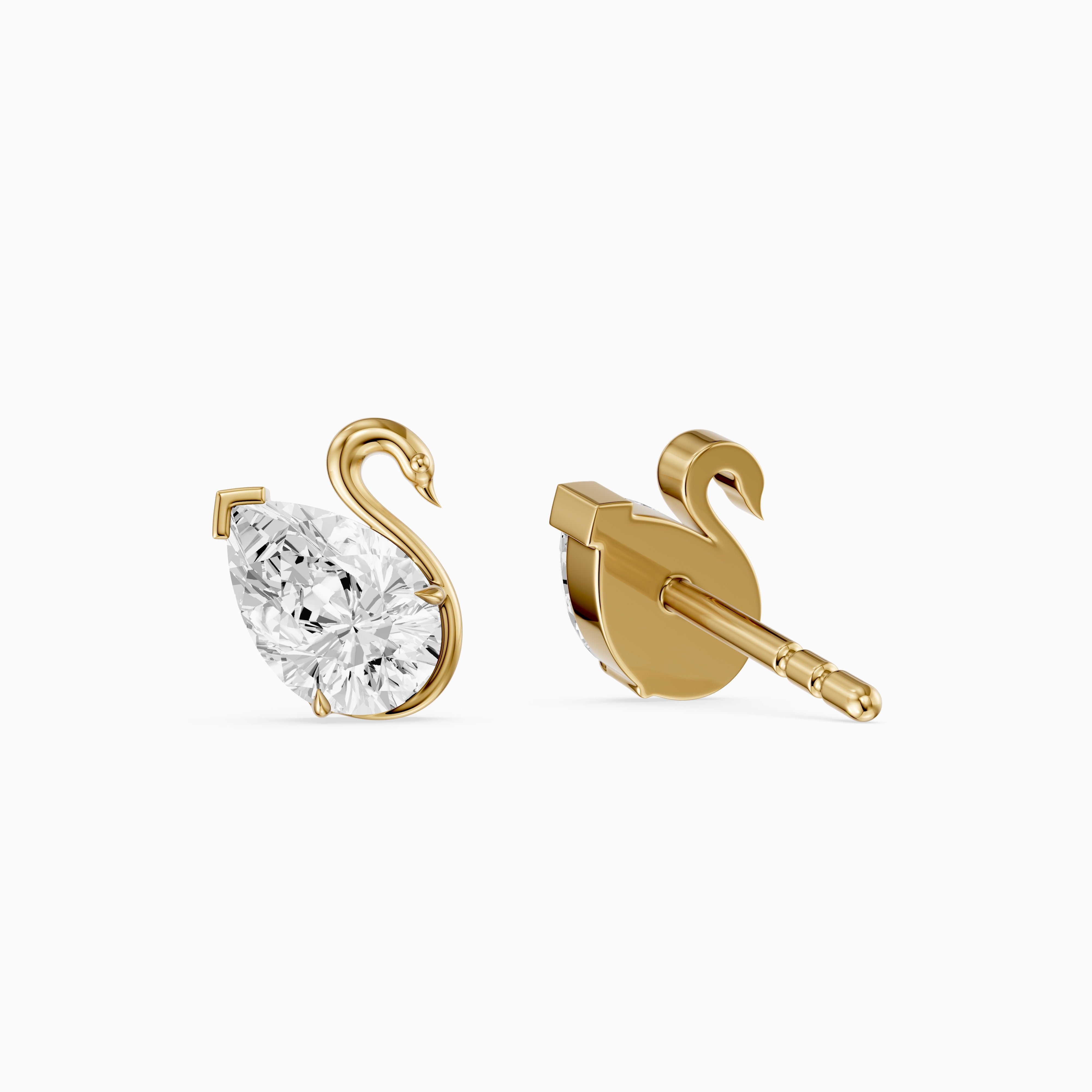 Solene Pear Cut Lab Grown Diamond Swan Stud Earrings