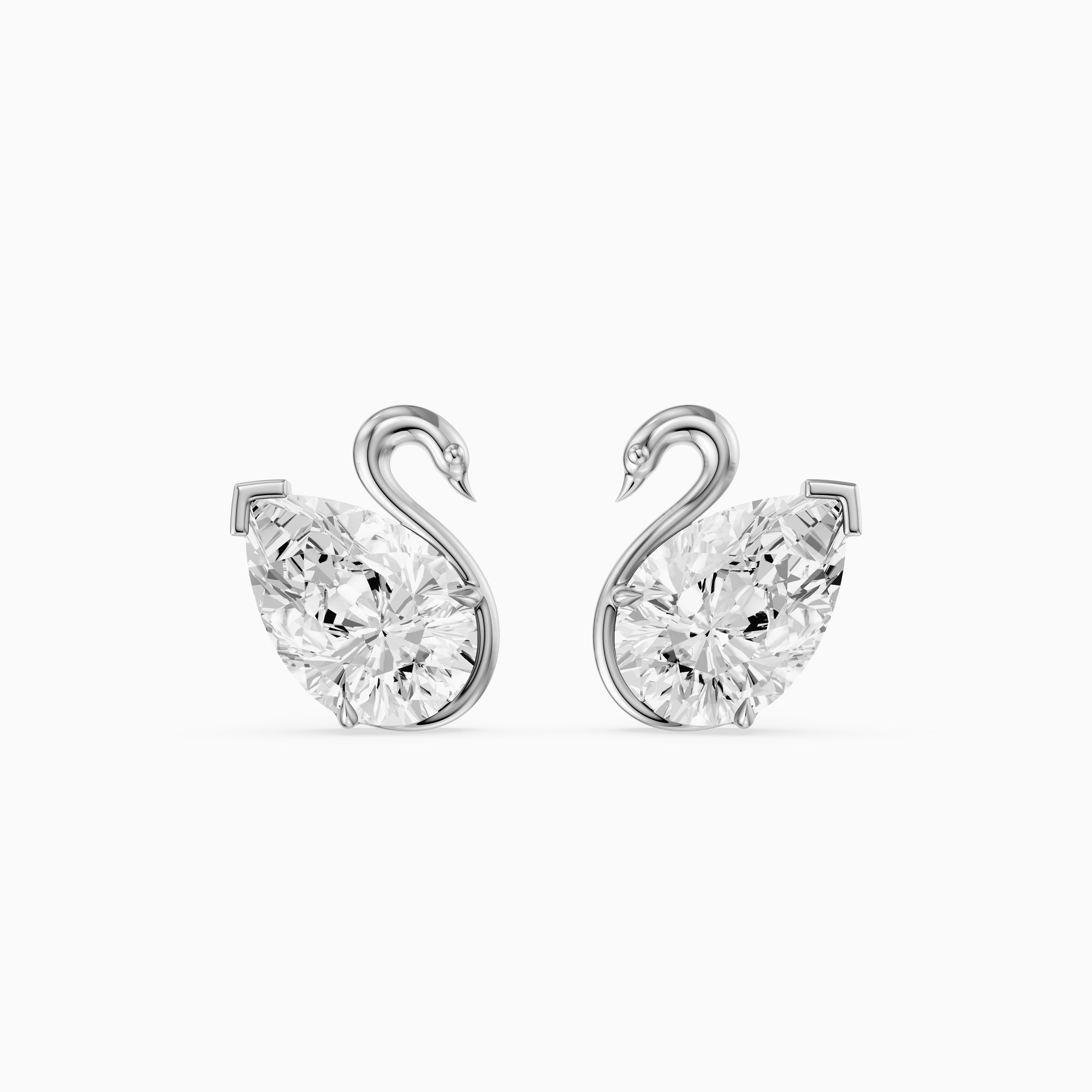 Solene Pear Cut Lab Grown Diamond Swan Stud Earrings