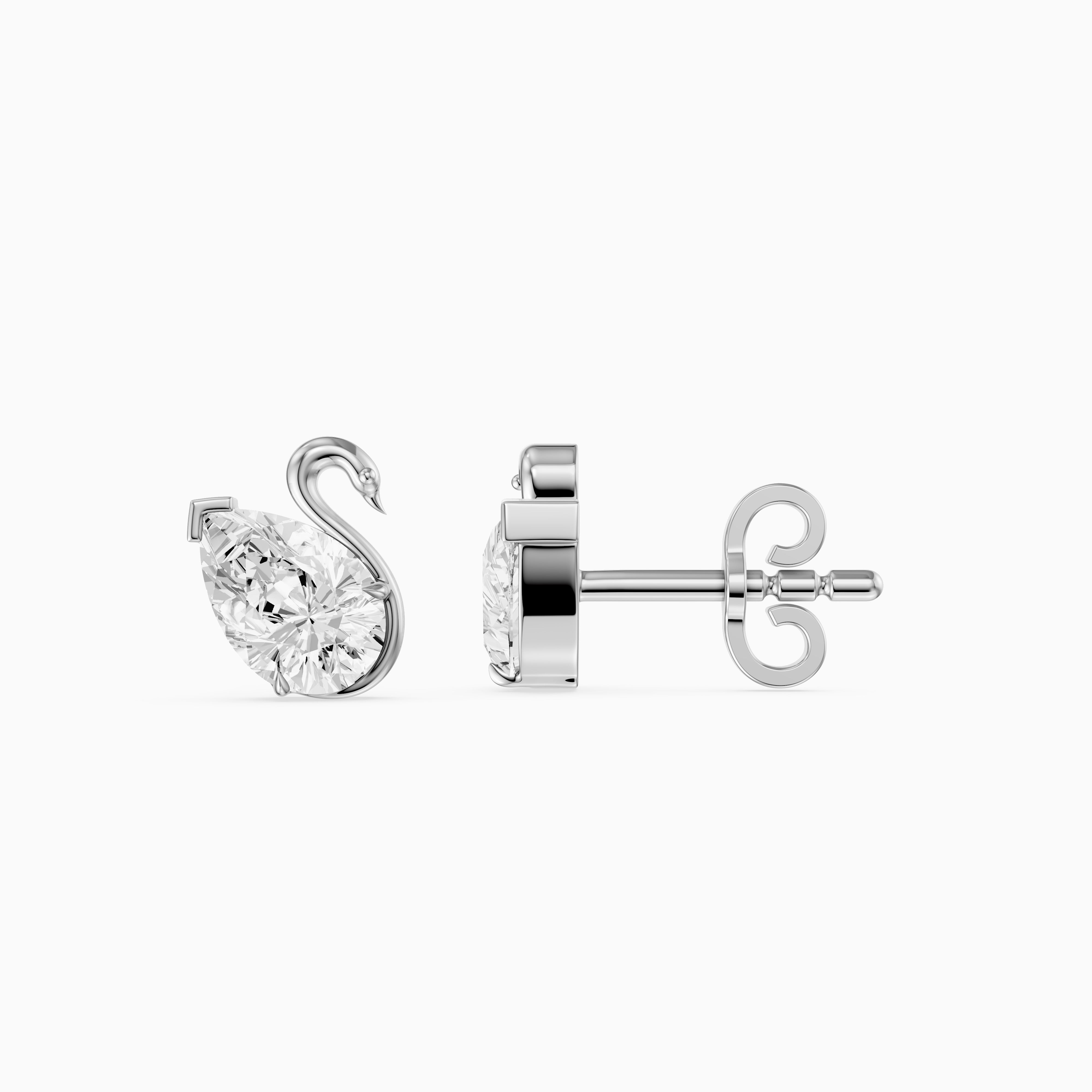 Solene Pear Cut Lab Grown Diamond Swan Stud Earrings