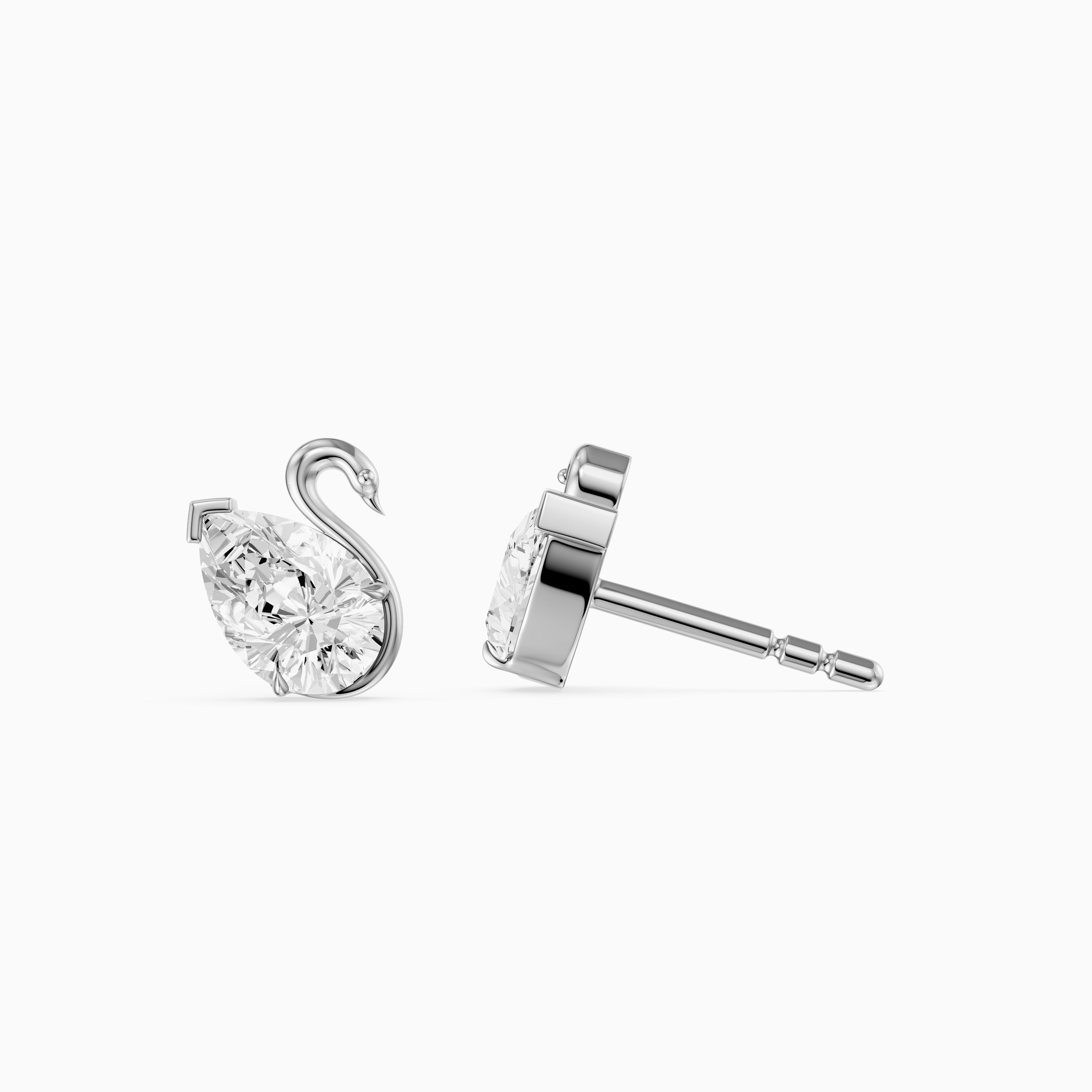Solene Pear Cut Lab Grown Diamond Swan Stud Earrings