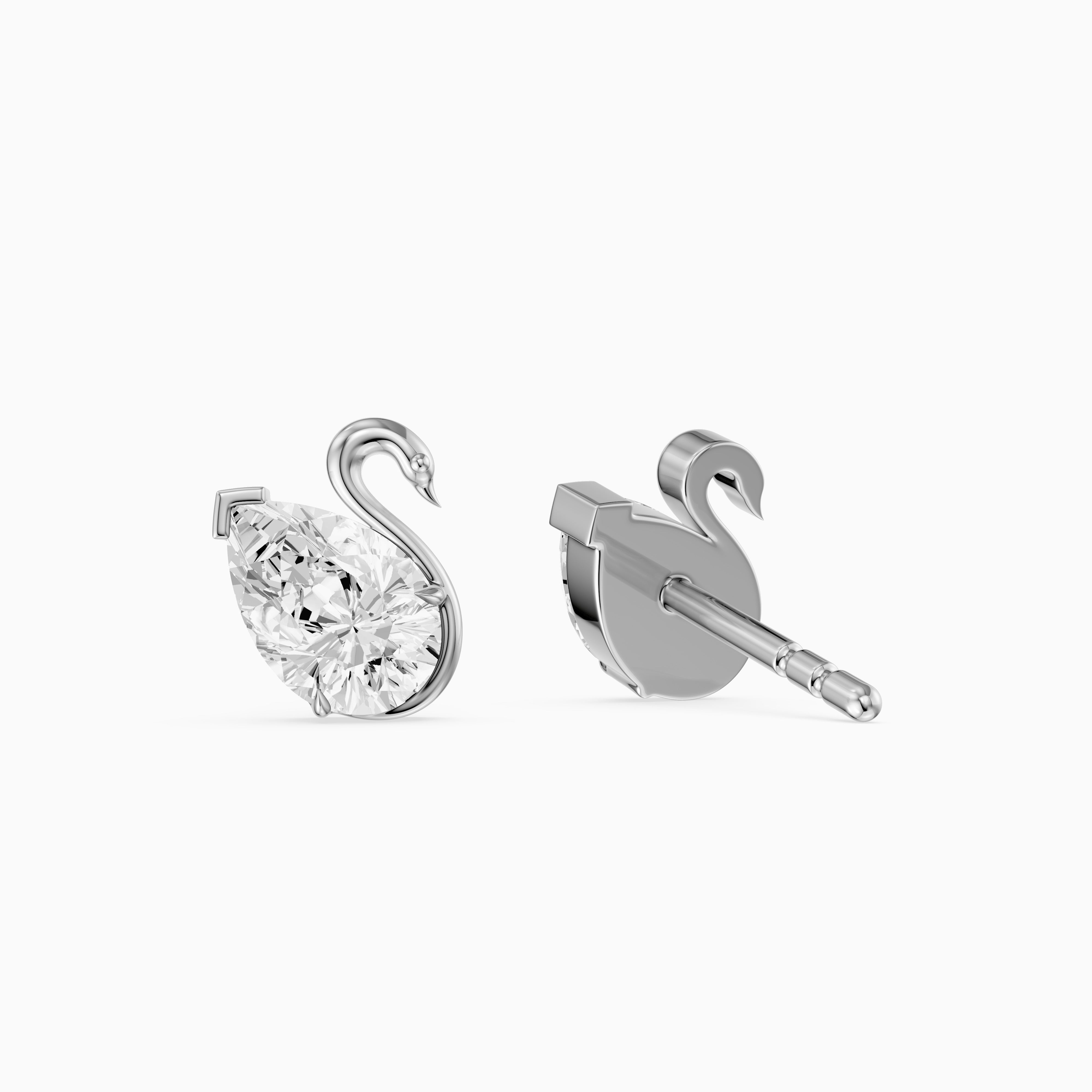 Solene Pear Cut Lab Grown Diamond Swan Stud Earrings