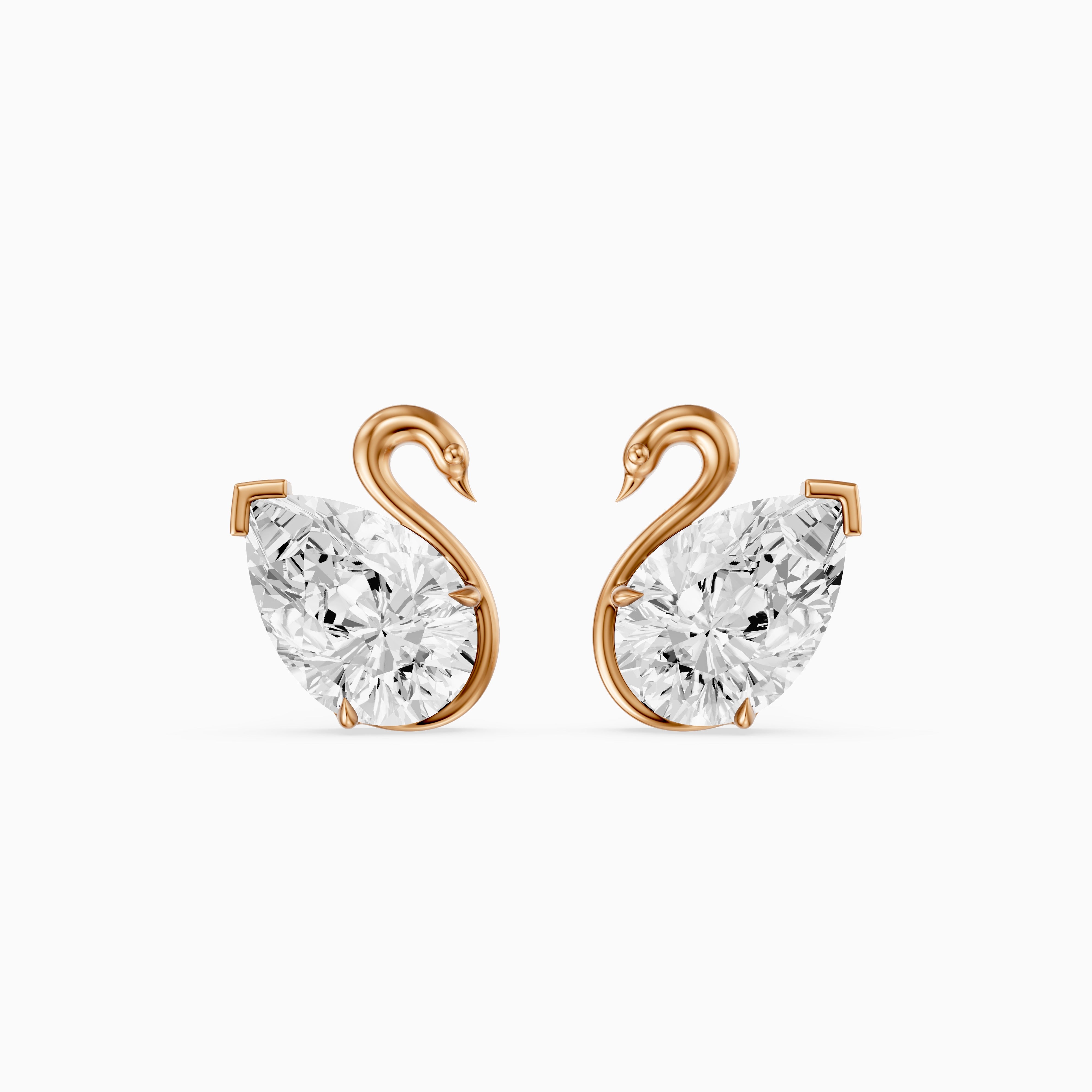Solene Pear Cut Lab Grown Diamond Swan Stud Earrings